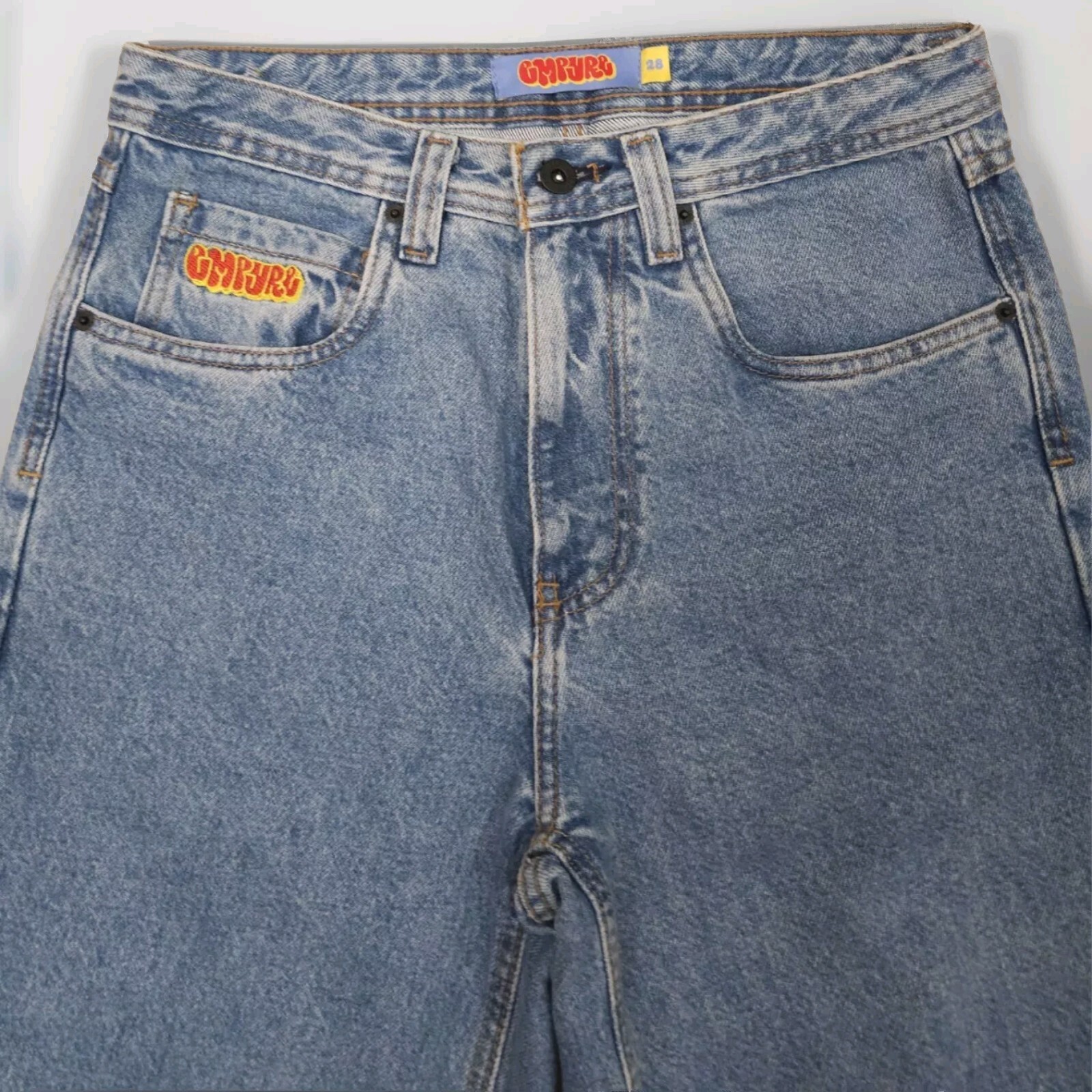 Empyre Jeans Blue Light Wash Straight Leg Denim Mid Rise 90s Grunge Hip Hop 28
