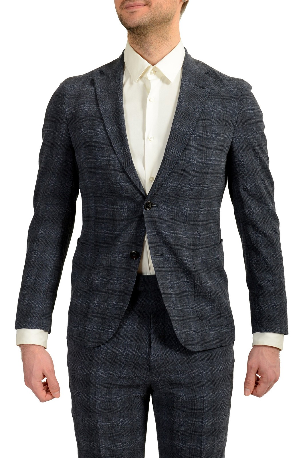 Hugo Boss Men’s “T-Novem/Brite” Plaid Wool Silk Two Button Suit US 40R IT 50R