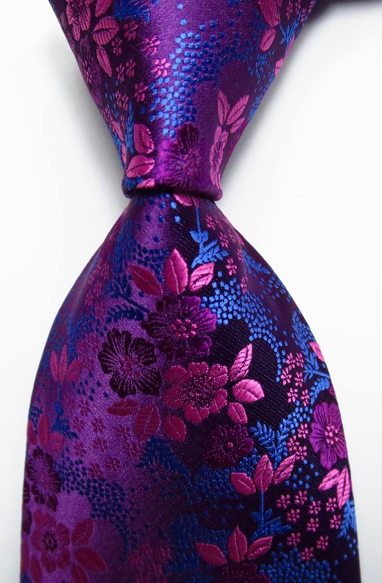 New Classic Floral Rose Blue JACQUARD WOVEN 100% Silk Men’s Tie Necktie
