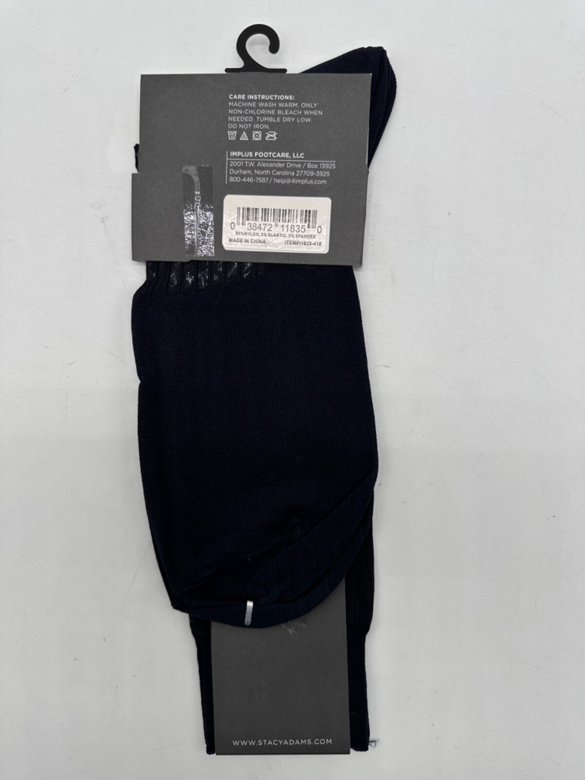 ONE PAIR NEW WITH TAG STACY ADAMS NYLON SLIKY RIBBED MEN’S CREW DRESS SOCKS