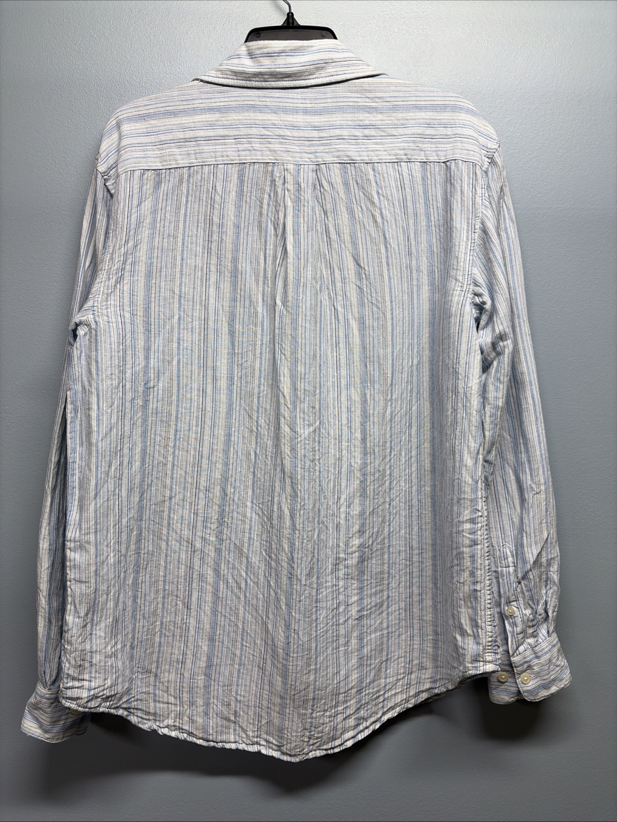 VTG Old Navy Men’s Sz Medium Linen/Cotton Blend Shirt Blue Striped Button-up Y2K
