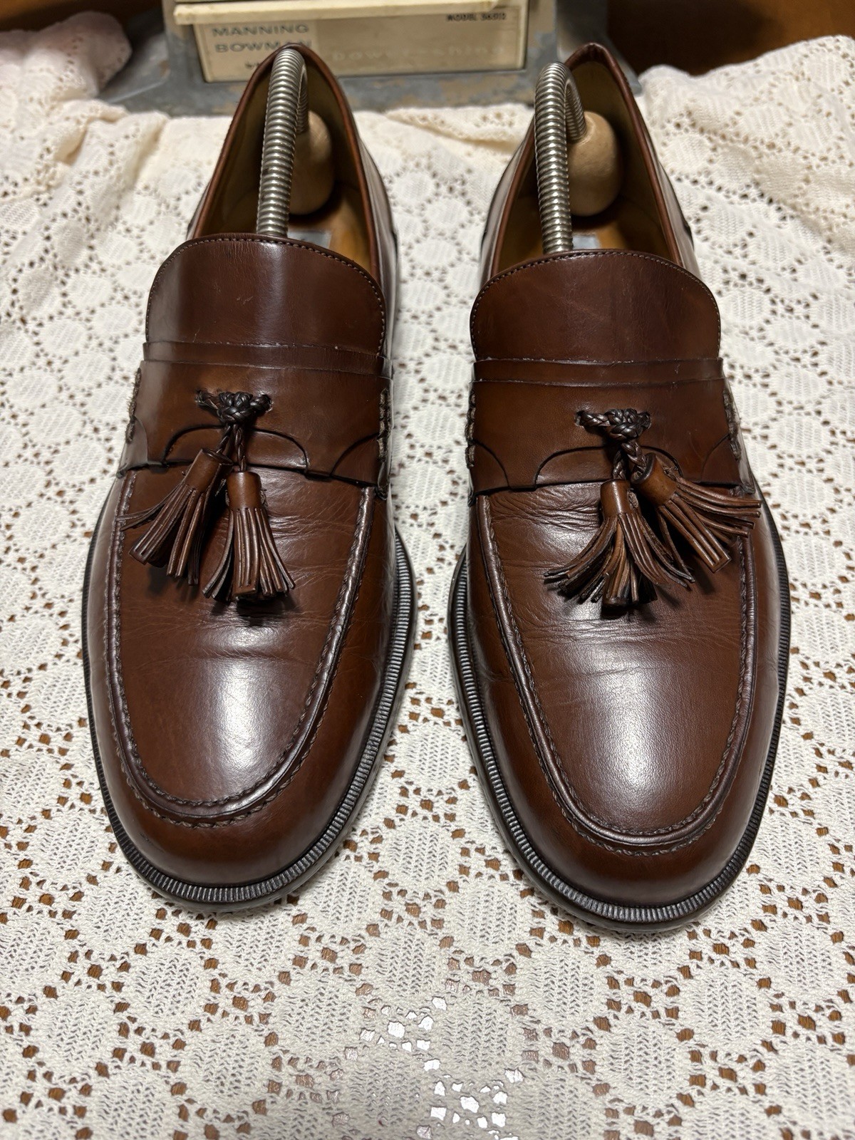 Johnston & Murphy Made in Italy Brown Tassel Loafer Mens Dress Shoes 8.5 M