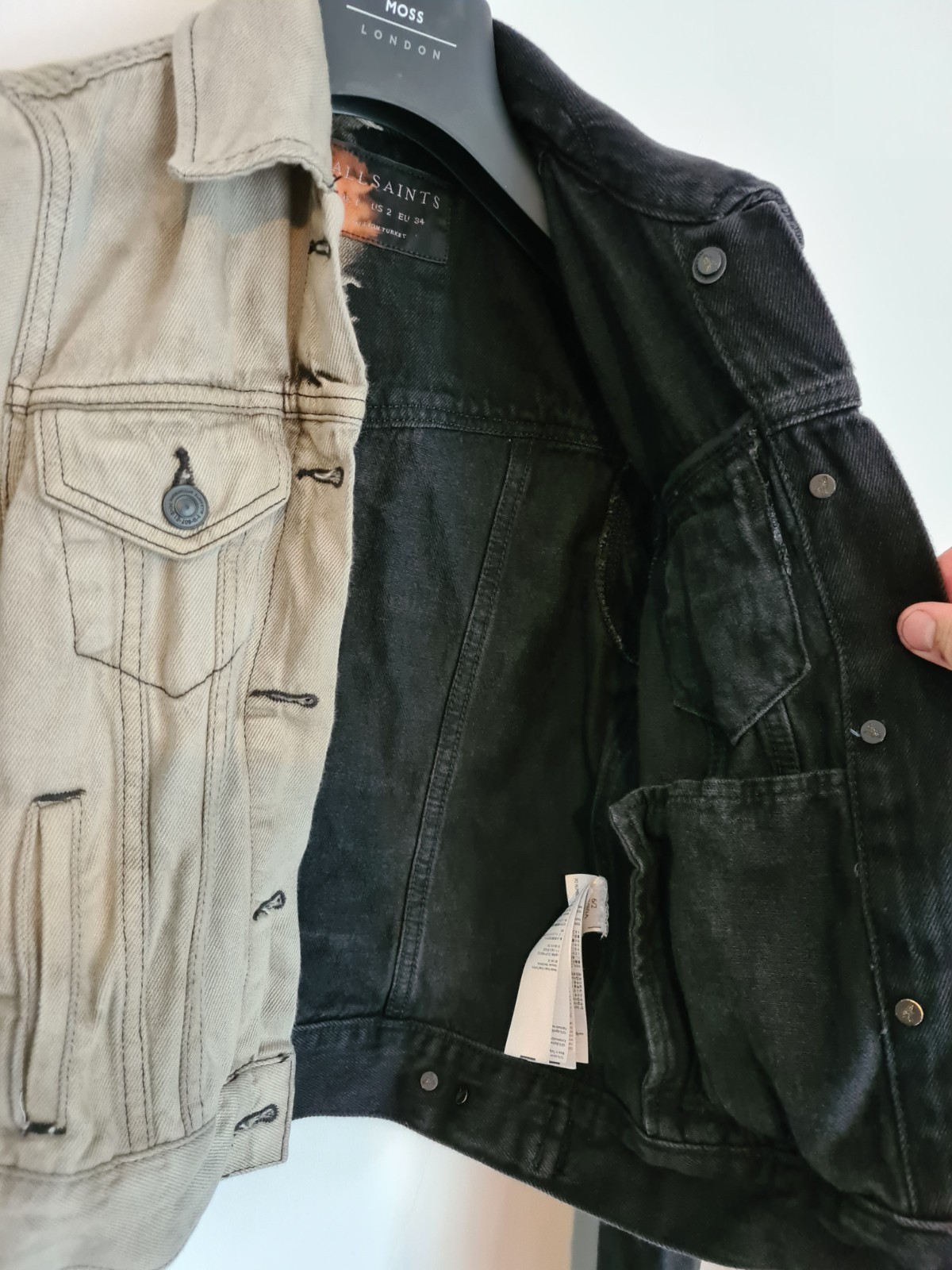 Bleach Dyed Woman’s All Saints Denim Jacket – Half/Half Style – Size (XS – 6)