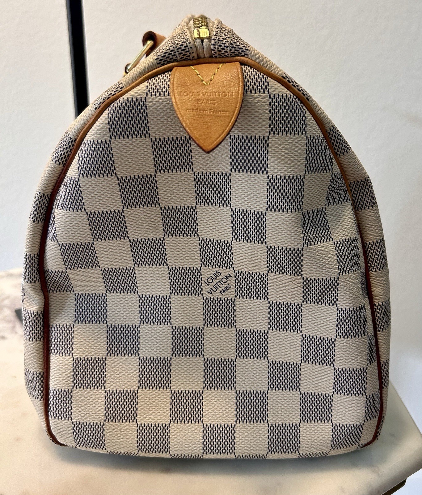 Louis Vuitton Damier Azur Checkered Zip-Top Speedy 35 Made in France