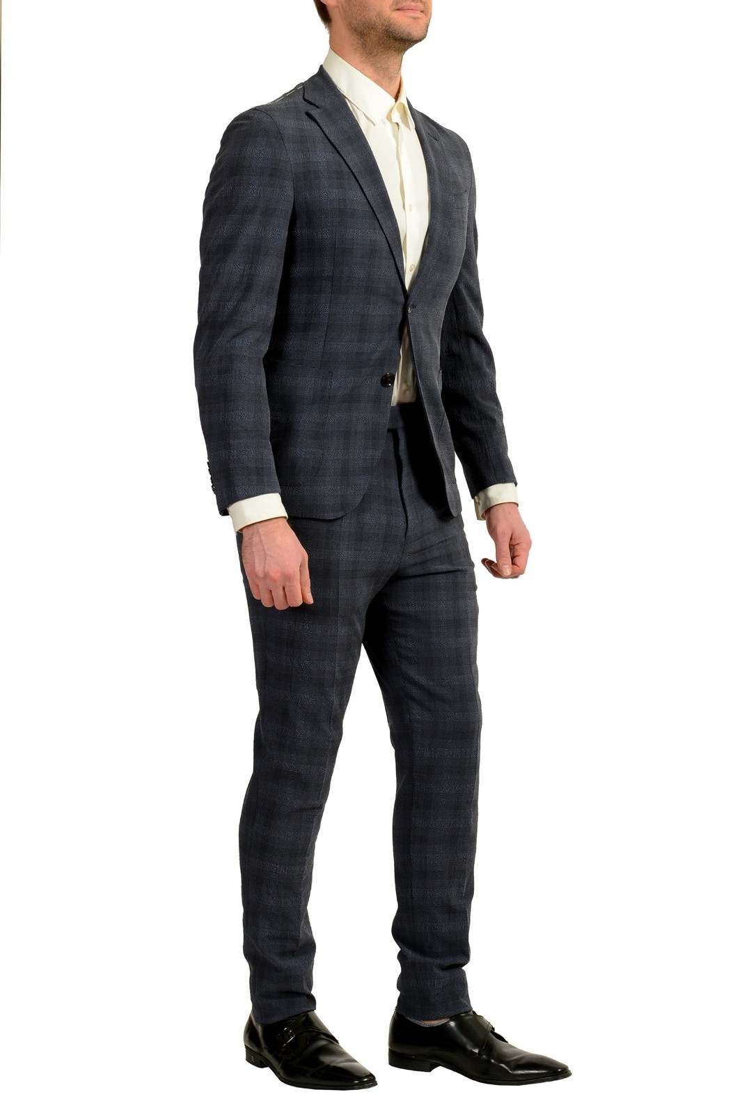 Hugo Boss Men’s “T-Novem/Brite” Plaid Wool Silk Two Button Suit US 40R IT 50R