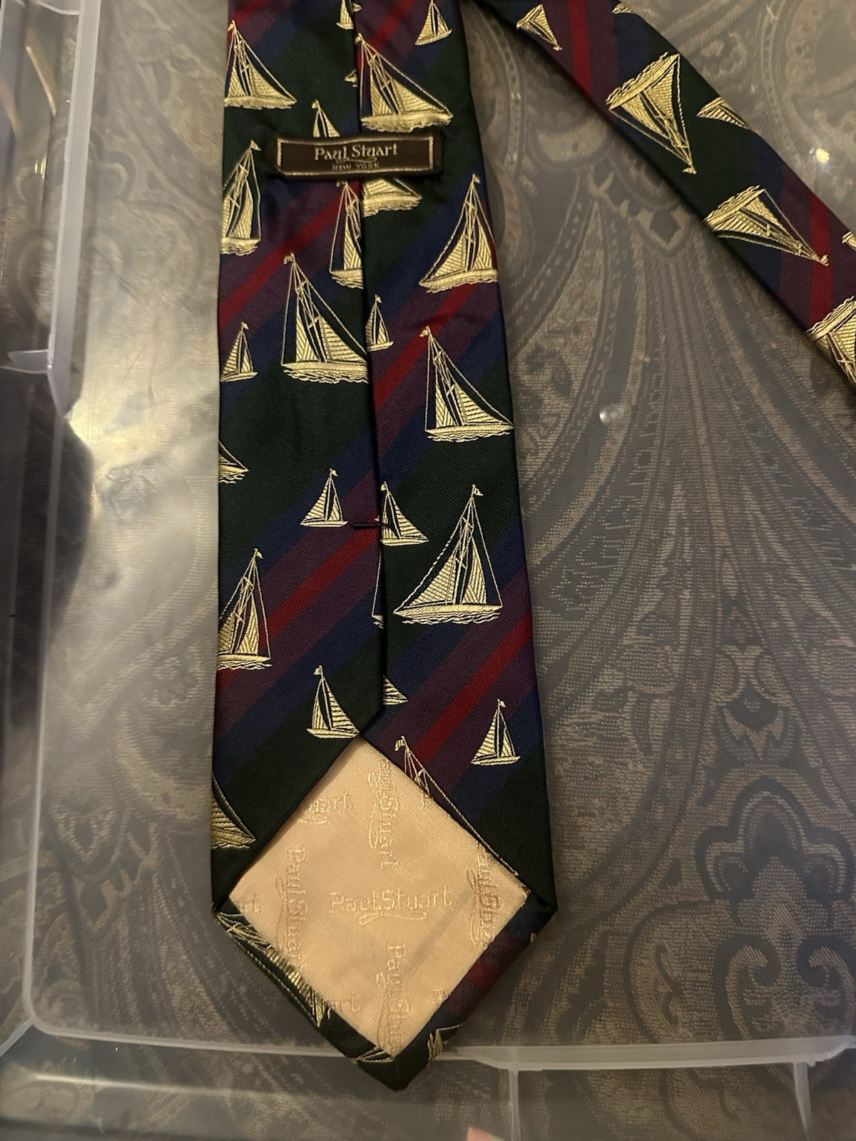 Paul Stuart Men’s All Imported Silk Nautical Necktie Made In USA