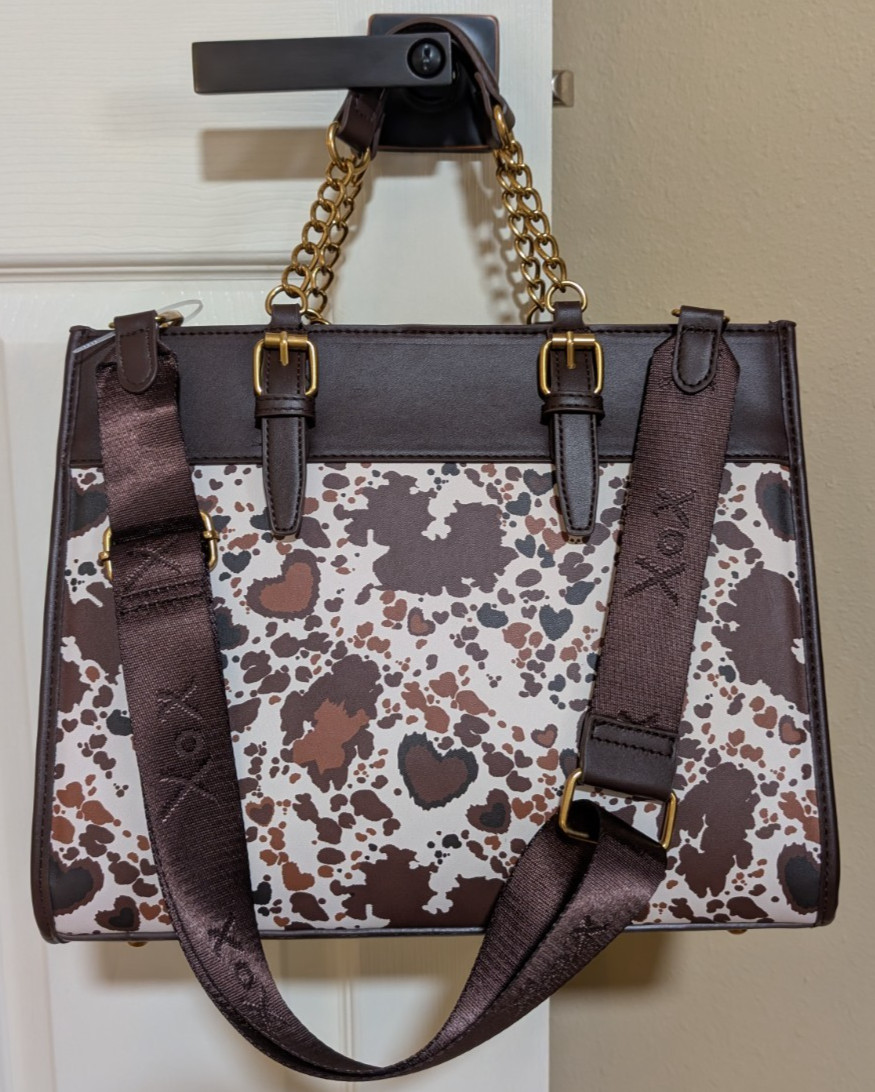 BETSEY JOHNSON Multi COW Heart Western TOTE Handbag XOBECA-U Horseshoe CHARM
