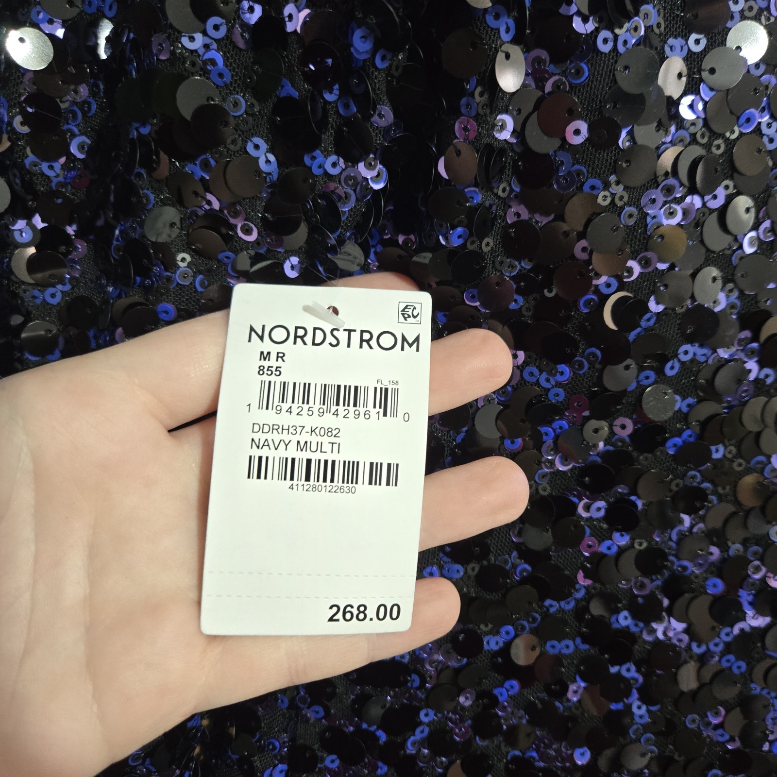 Dress The Population Nathalia Sequin Mini Dress Womens Size Medium Navy Holiday