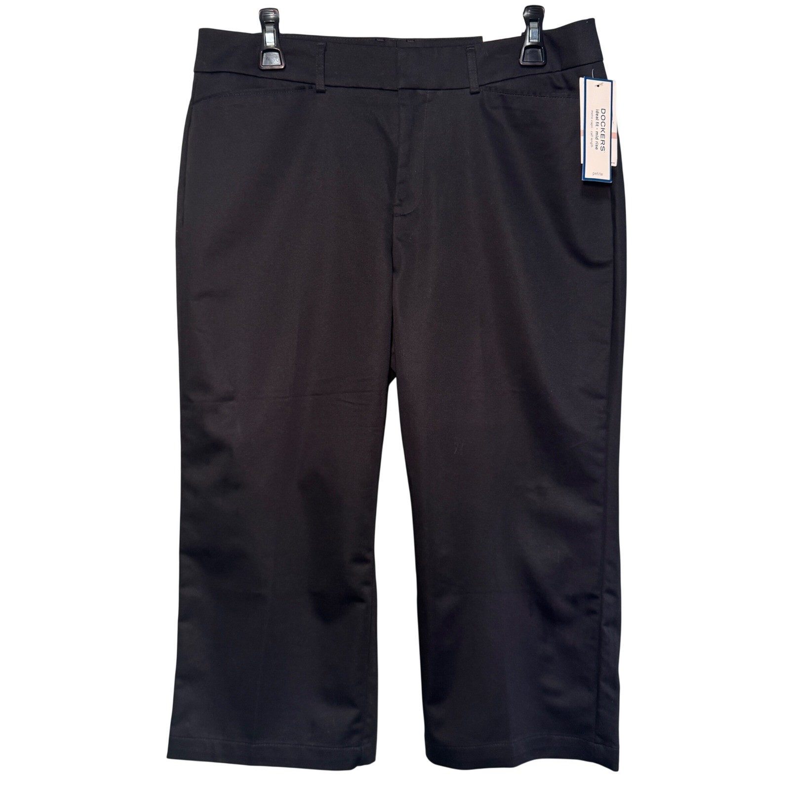 Dockers Women’s Metro Capri Cropped Pants Black Ideal Fit Mid Rise 12P NEW