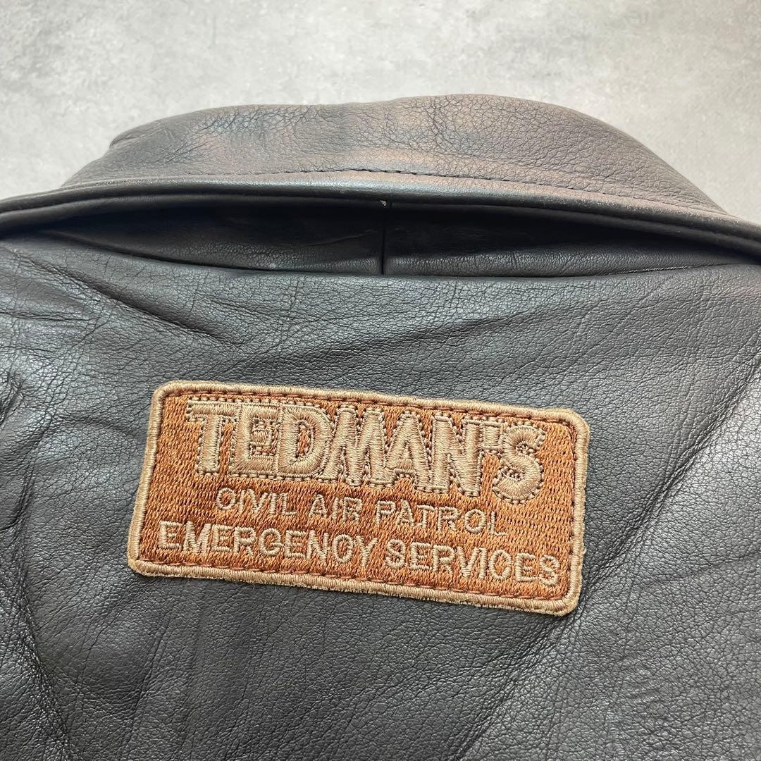 AVIREX TEDMAN leather Jacket Blouson Coat Men Size L Black Genuine