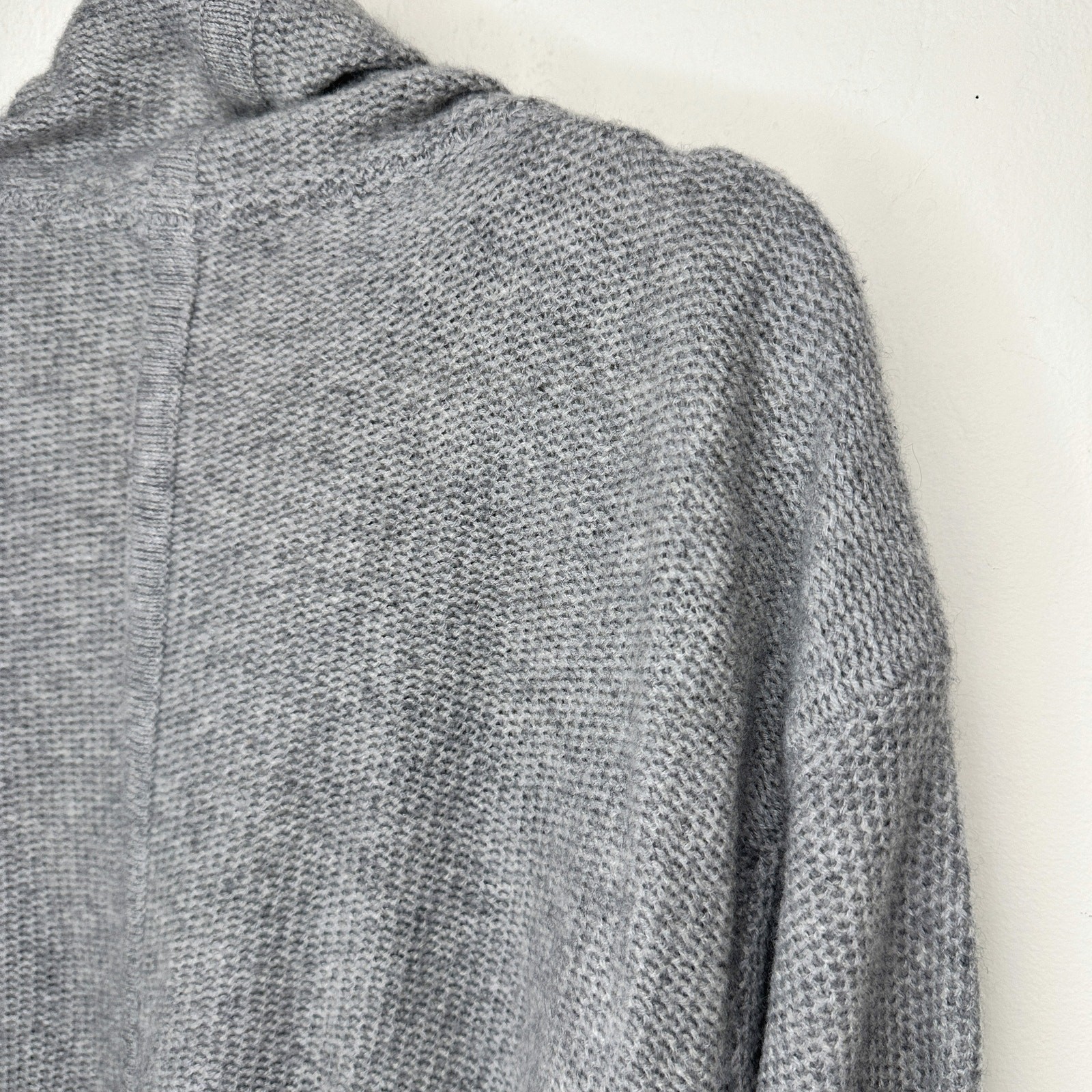 360 Cashmere Grey Draped Wrap Tie Front Moto Waterfall Cardigan Sweater Small