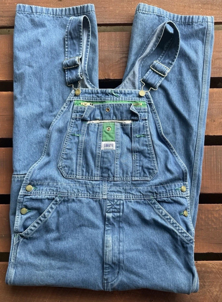 Liberty Bib Overalls Mens Size 32×32 Blue Denim Workwear Carpenter