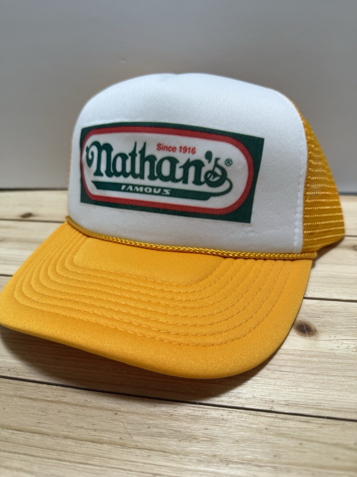 Vintage Nathan’s Hat Trucker Hat snapback Gold Yellow Hot Dogs Hat Bbq Cap
