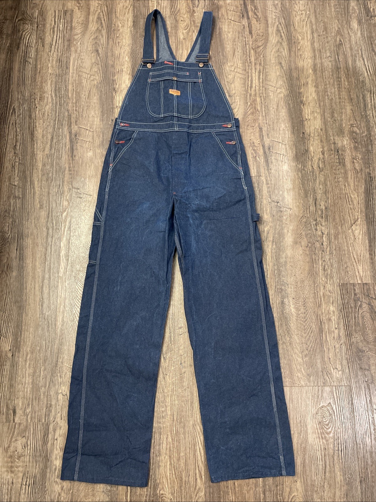 Red Kap Men’s Denim Bib Overall 34×36 Mint Condition Dark Blue