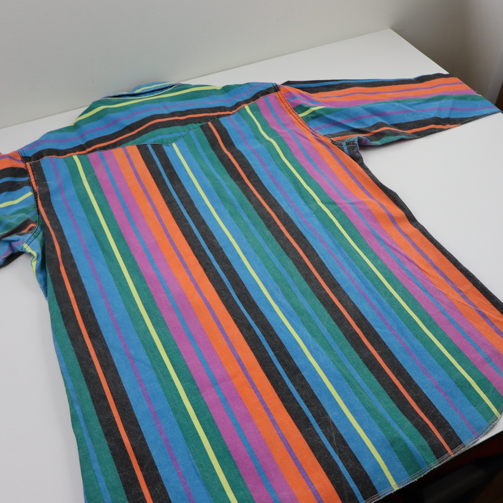 Vintage Wrangler Brushpopper Western Shirt Mens 17/35 Large Striped Made In USA
