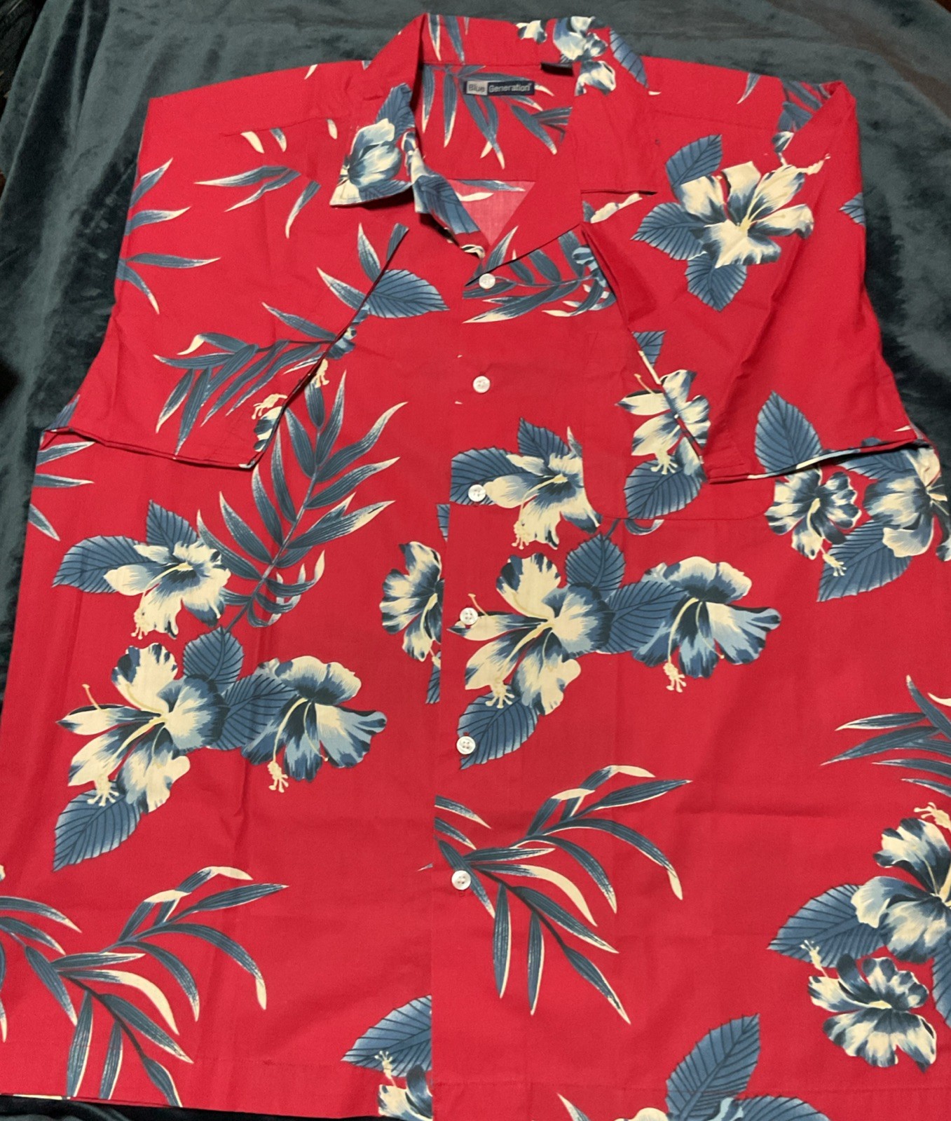 Blue Generation Red Tropical Hawaiian Beach Shirt Men’s Size Large NWT