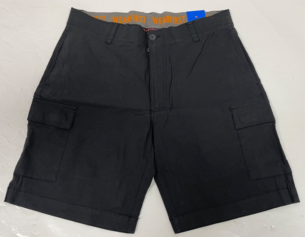 WearFirst Men’s BLACK Classic Fit Stretch Waist Cargo Shorts NWT Choose Size