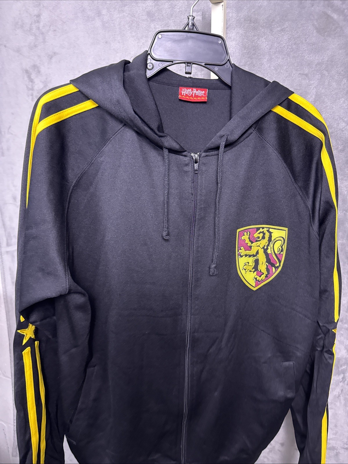 Harry Potter Gryffindor Black Full Zip-Up Athletic Jacket Sz XL Embroidered Y2K