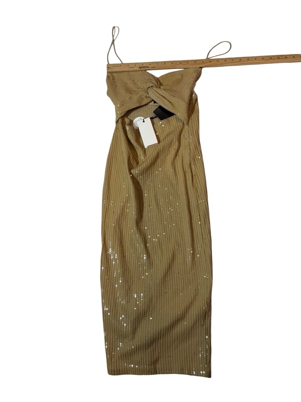 Retrofête Sariah Beige Sequin Knit Strapless Midi Dress Size S NWT Party