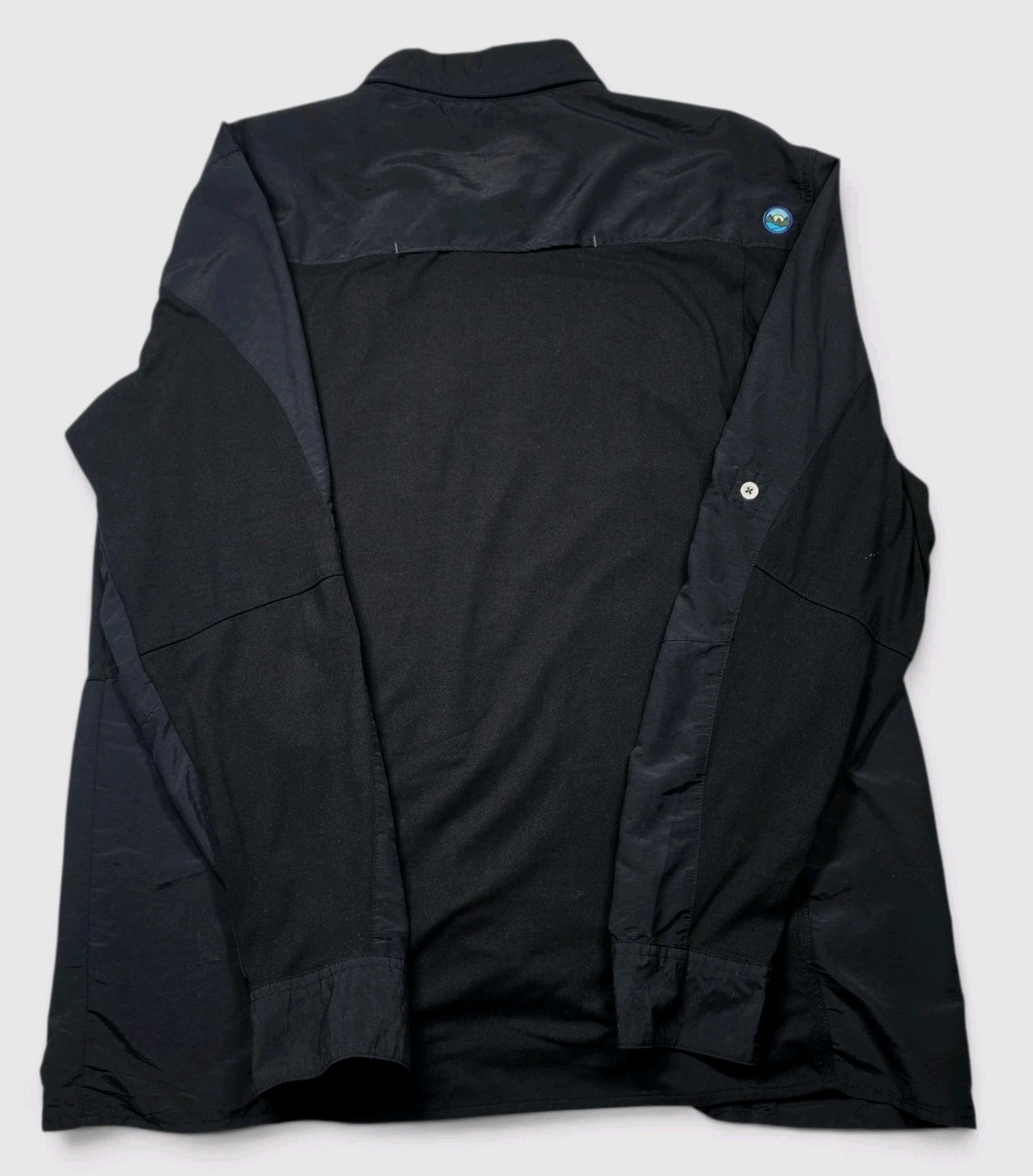 Wrangler ATG Mixed Material Button Up Shirt Mens Large Black Stretch Outdoor LS