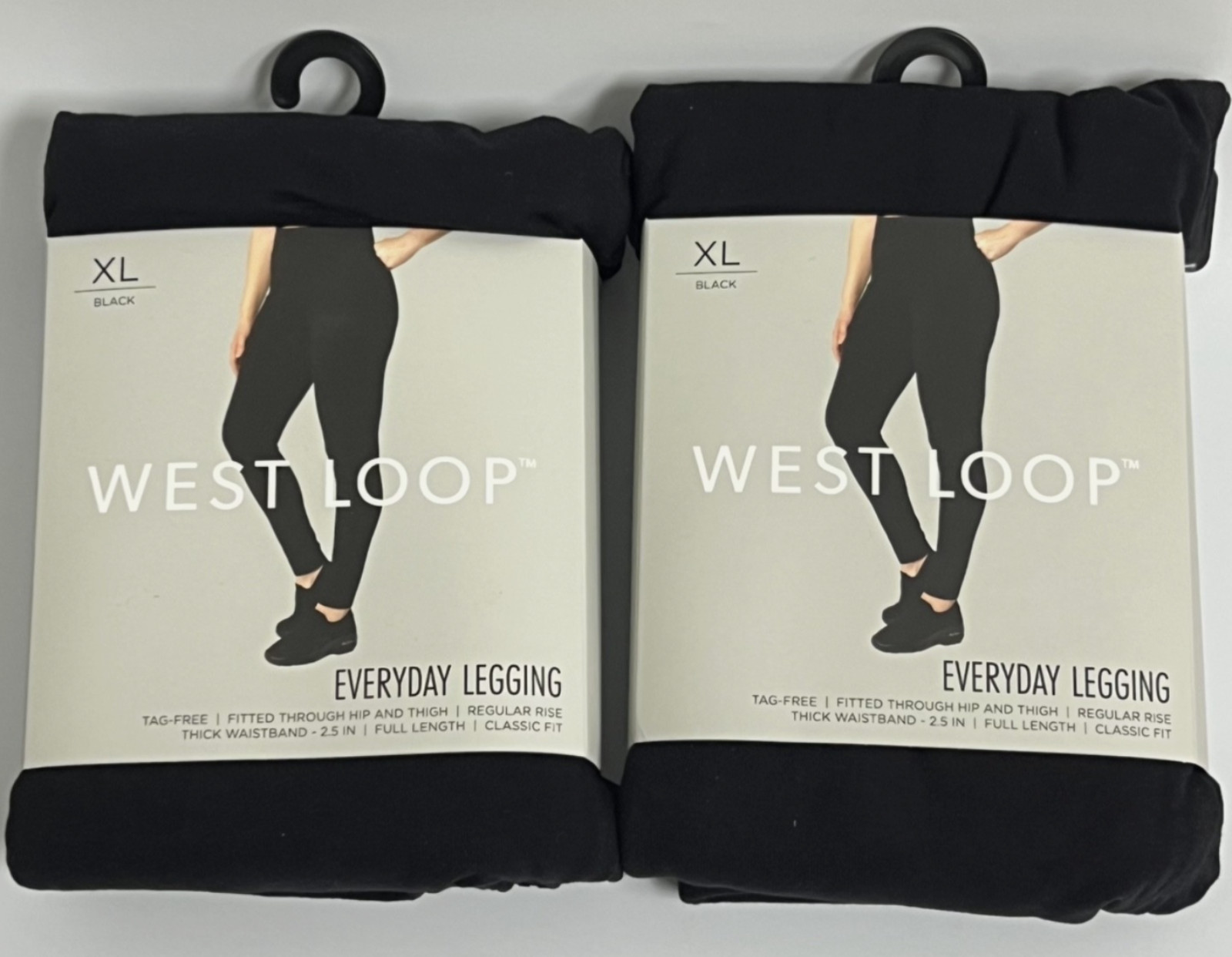 2-PACK West Loop-Everyday Legging – Black, XL – Fitted Full Length Classic Fit