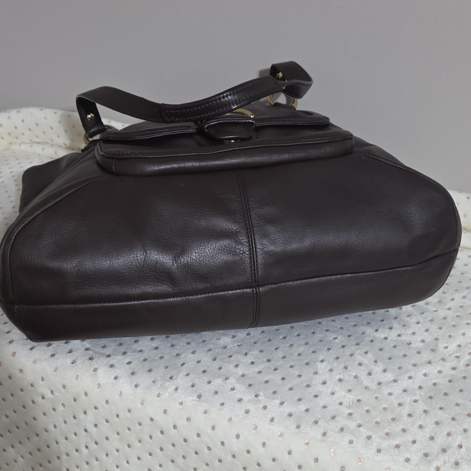 Coach Campbell Belle Dark Brown Leather Handbag Carryall Shoulder Purse