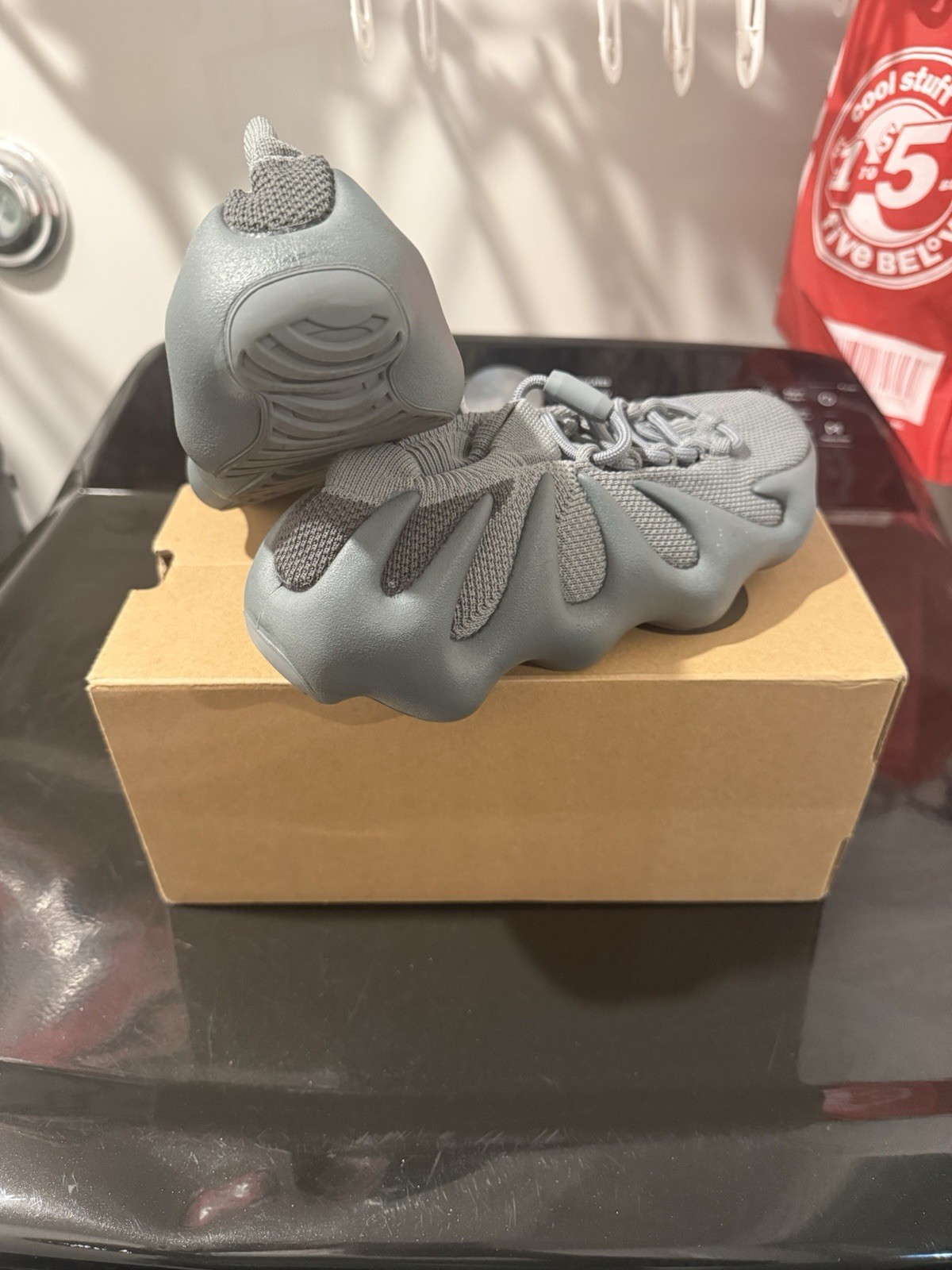 Adidas Kids Yeezy 450 Stone Marine Gray Low Top Lace-Up Knit Sneakers IG5530