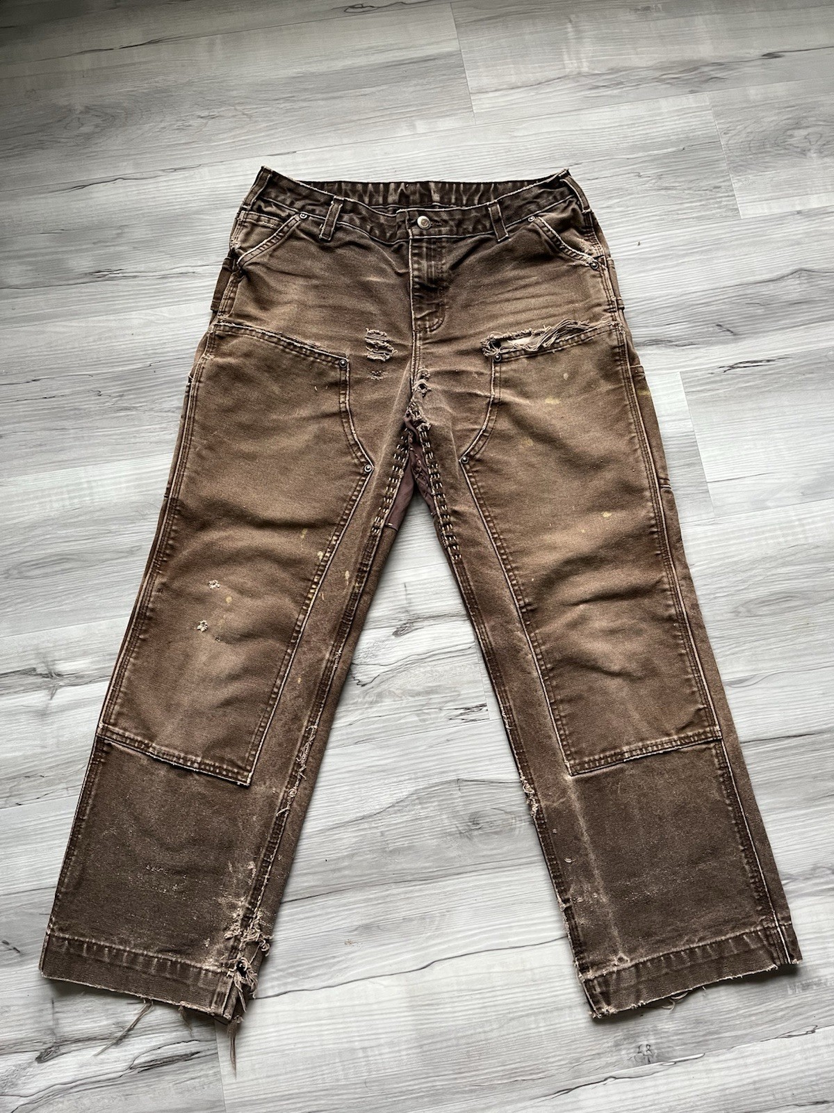 Vintage Carhartt B136 DKB Double Knee Carpenter Pants 32×27 – FADED & Repaired