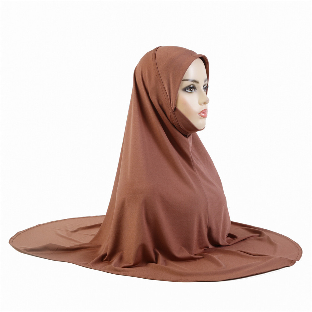 One Piece Full Coverage Long Head Scarf Wrap Solid Color Women Shawl