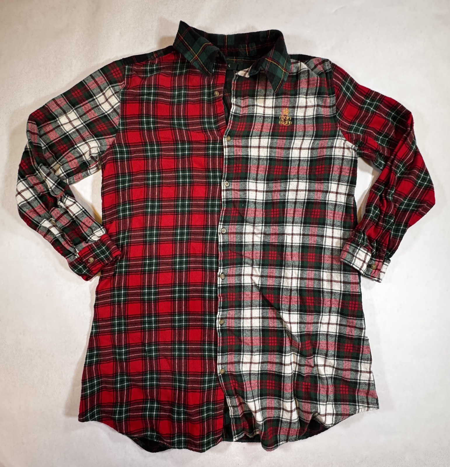 Lauren Ralph Lauren Plaid Patchwork Flannel Button Down Tunic Shirt Women’s M
