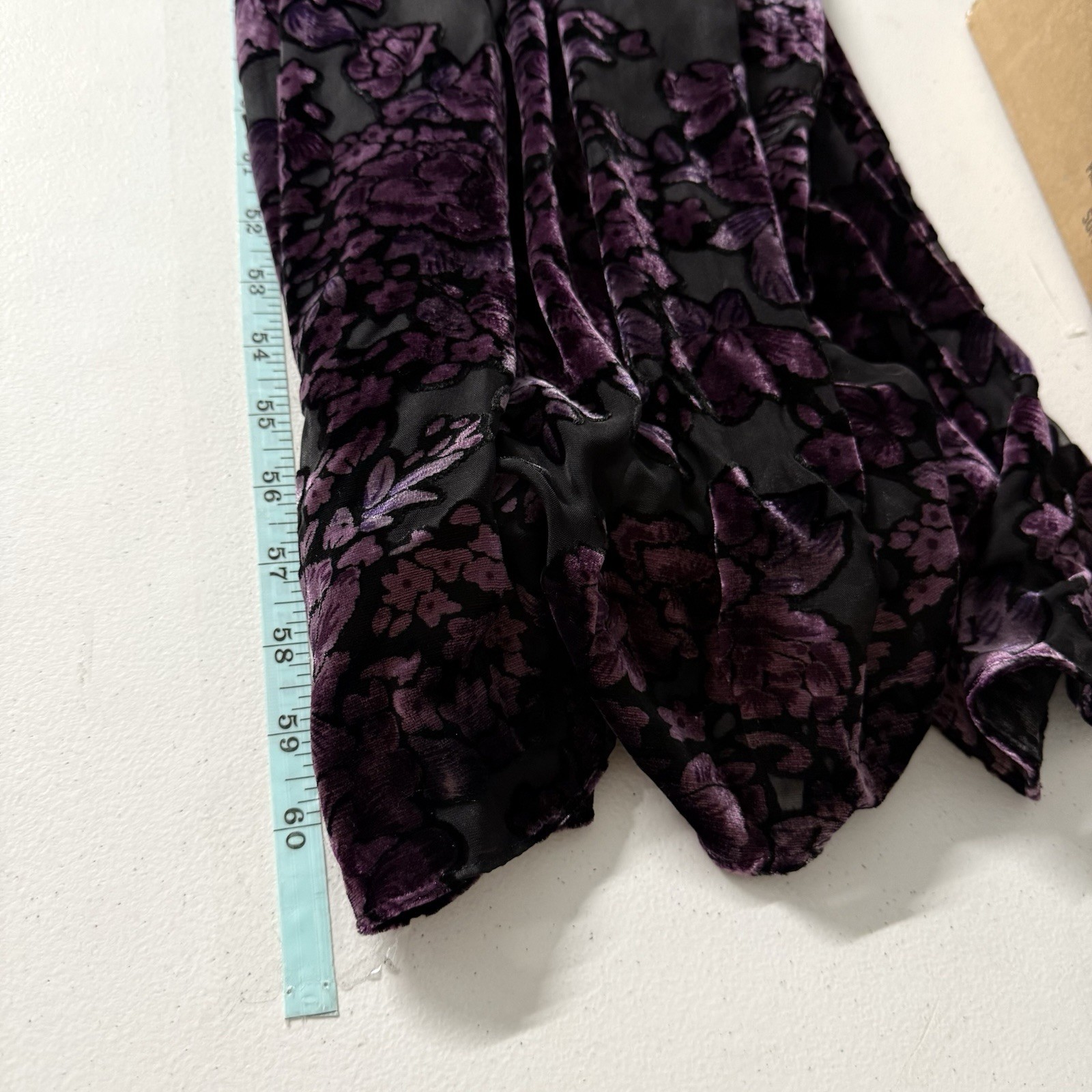 Aidan Mattox Purple Burnout Velvet Maxi Dress Gown Whimsigoth Gothic 4 Vtg