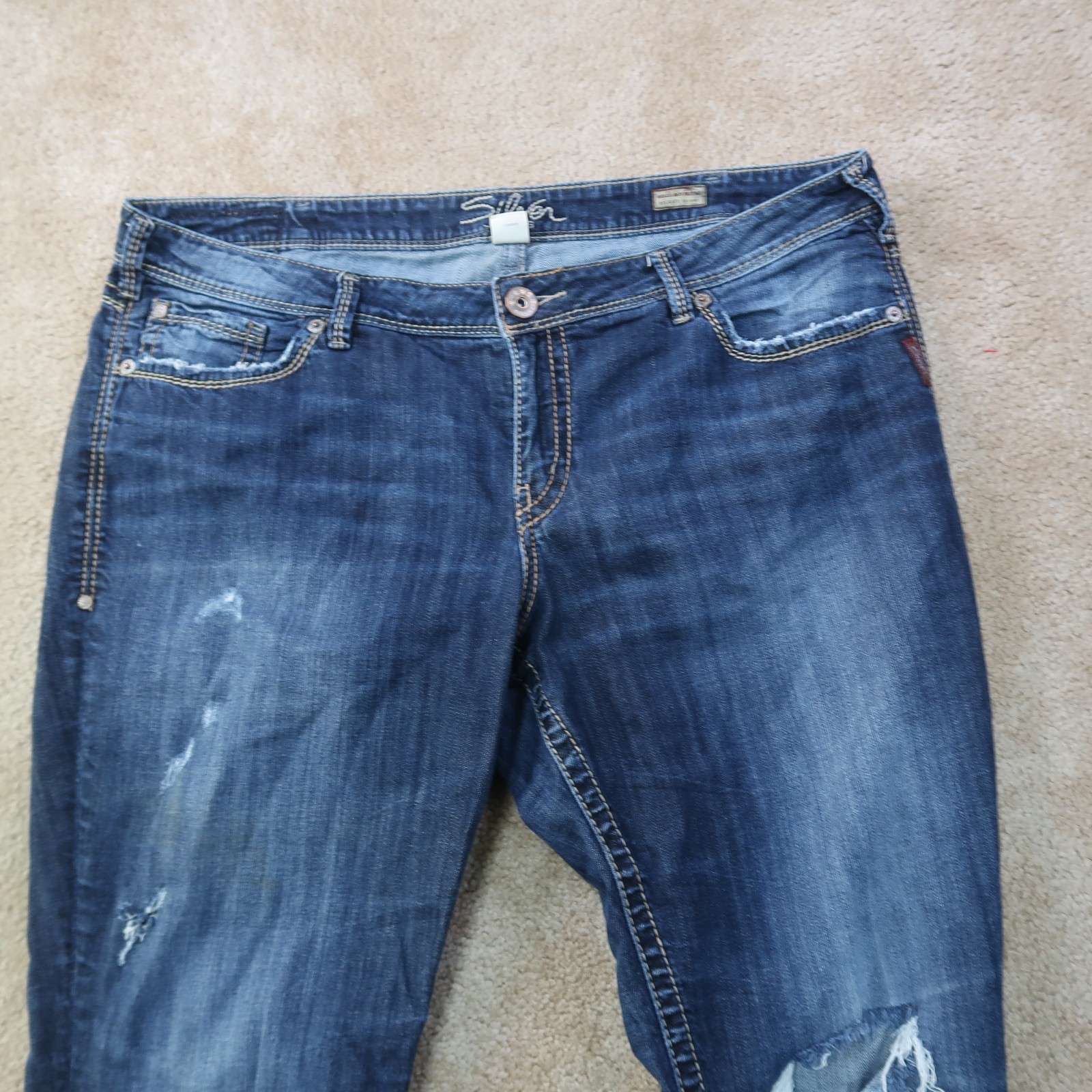 Silver Jeans Kelli Boyfriend Jeans Women’s 20×31 Dark Wash blue Denim