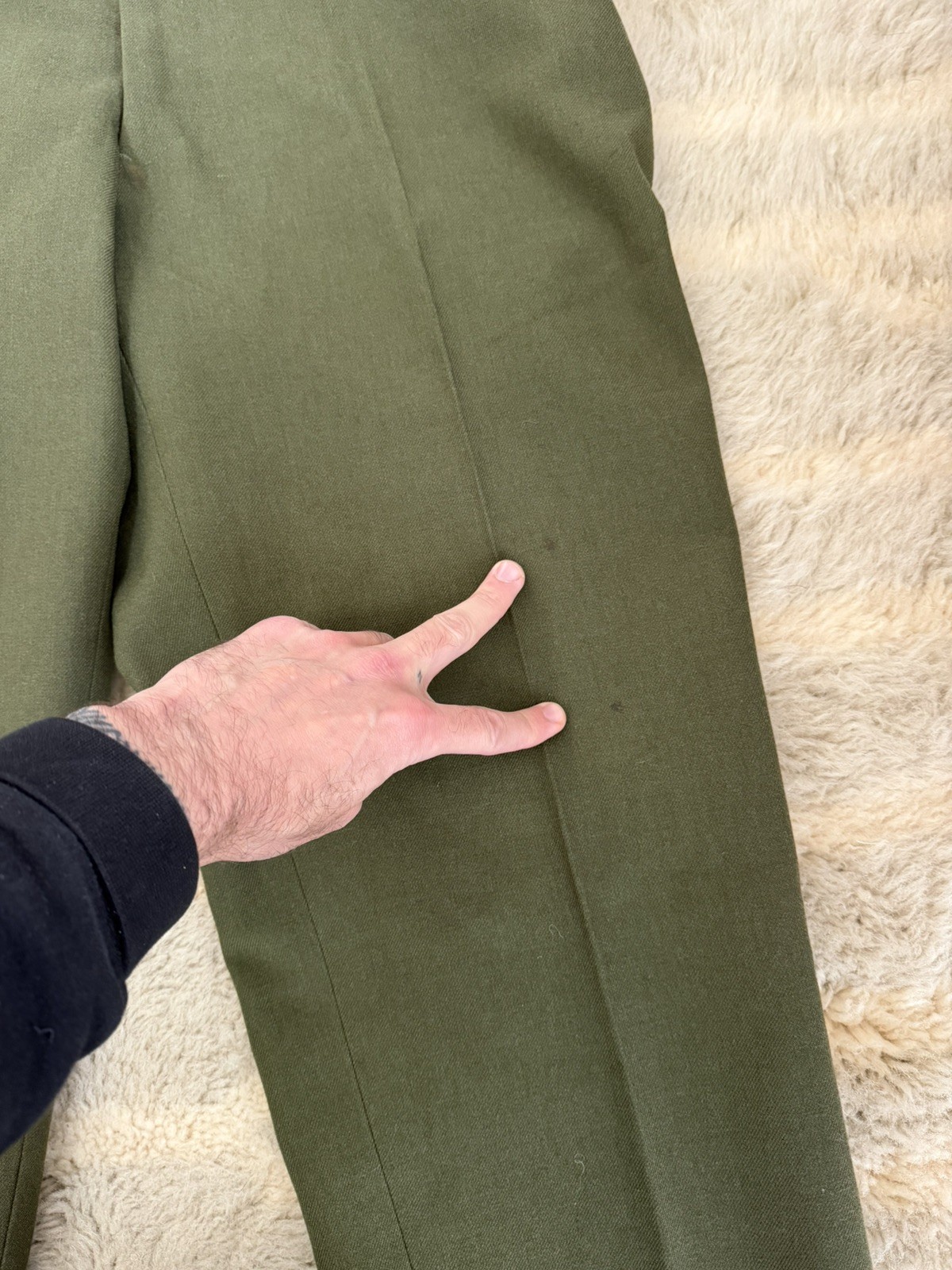 RARE True Vintage Korean War Olive Military Trousers 31-35in Adjustable 50s Pant