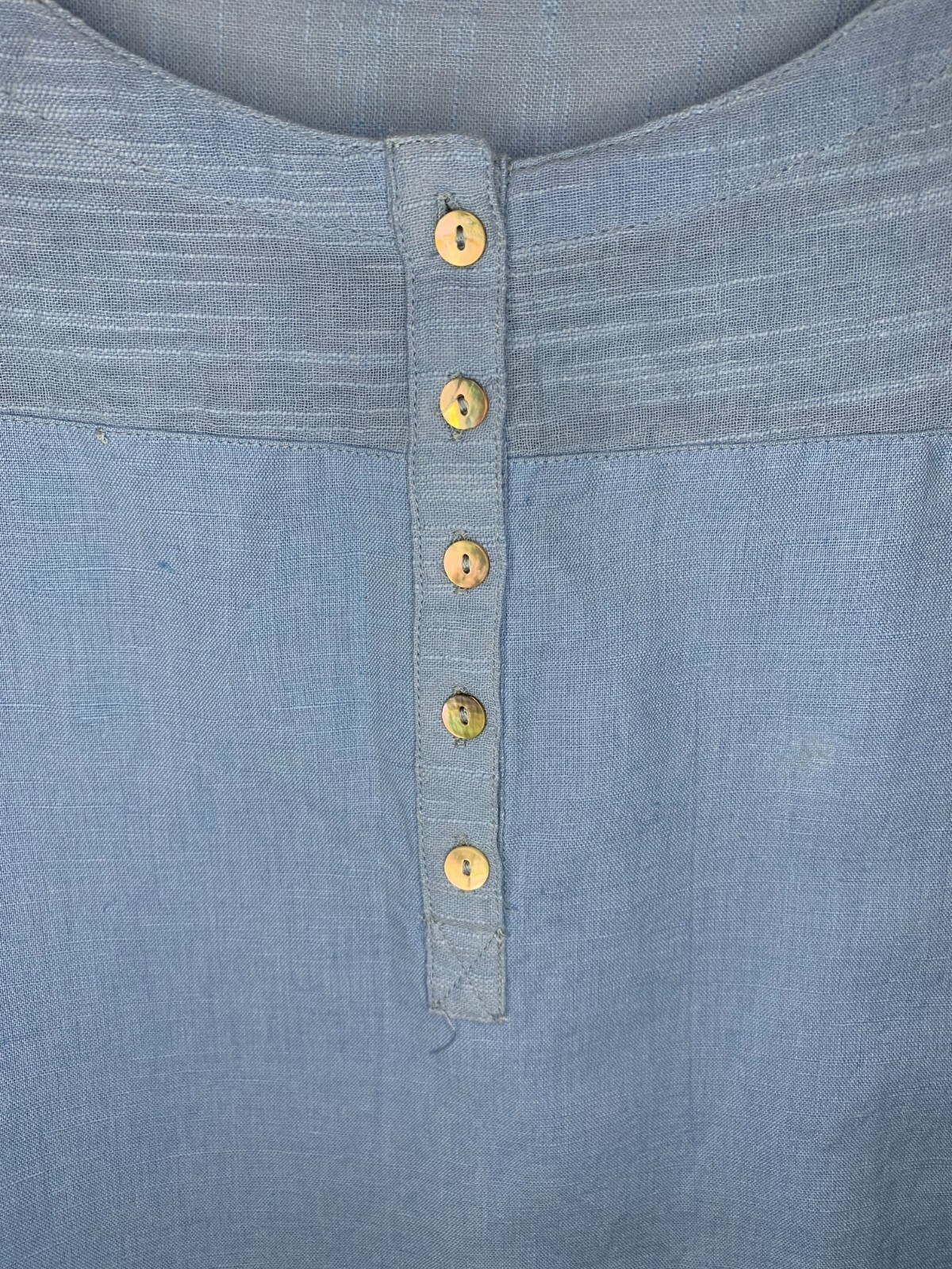 Soft Surroundings Size M Breezy Nights China Blue Linen Blend Tunic Lagenlook