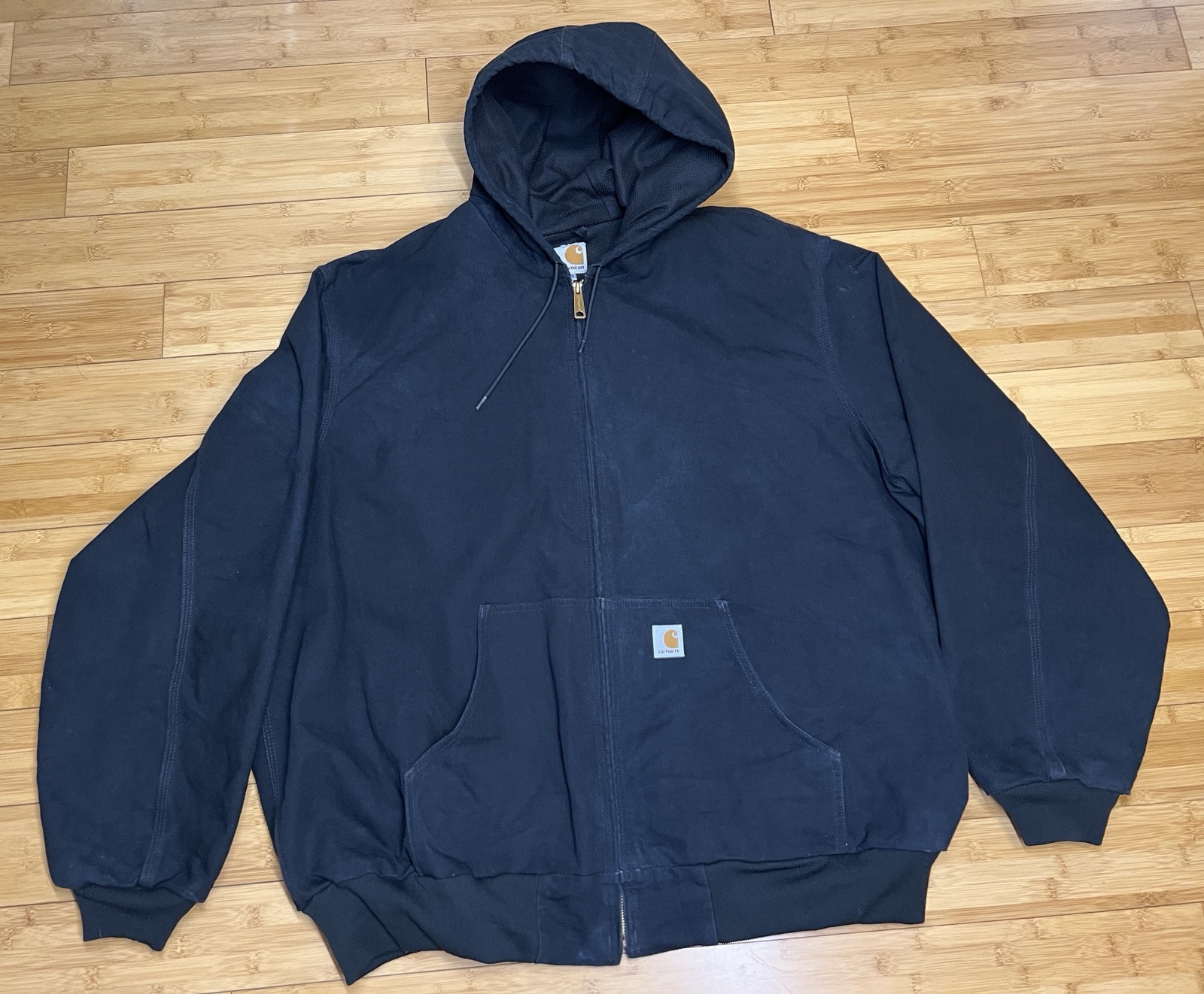 Carhartt Men’s Full-zip lined Hooded Black Canvas Jacket J131, USA|Size:3XL Tall