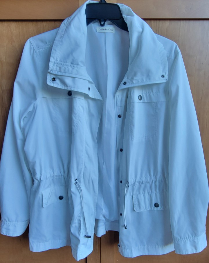 Coldwater Creek Women’s White Windbreaker Light Jacket XL (18) Zip Snap Close