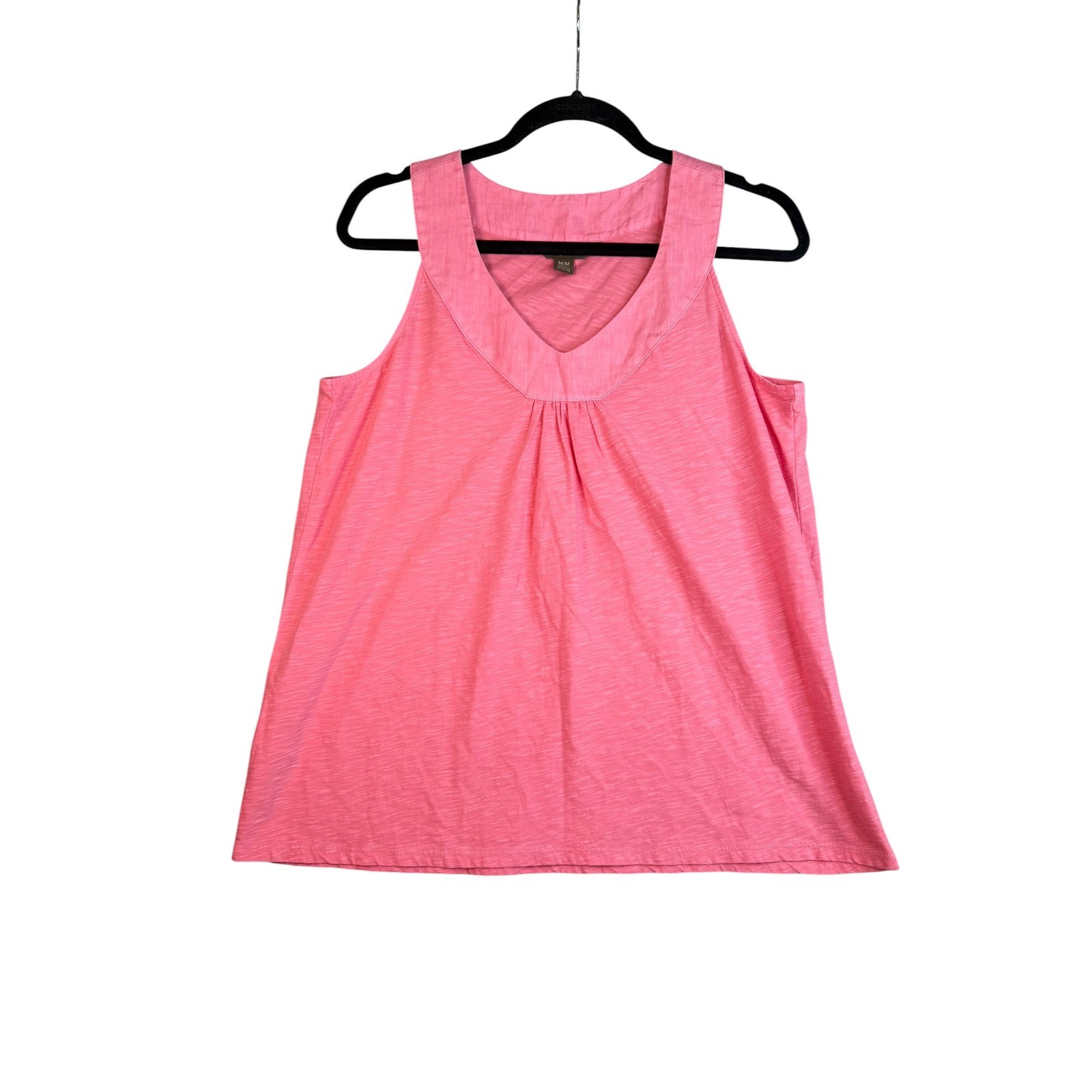 Tommy Bahama Womens Pink Slub Knit V-Neck Pleated Tank Top Medium