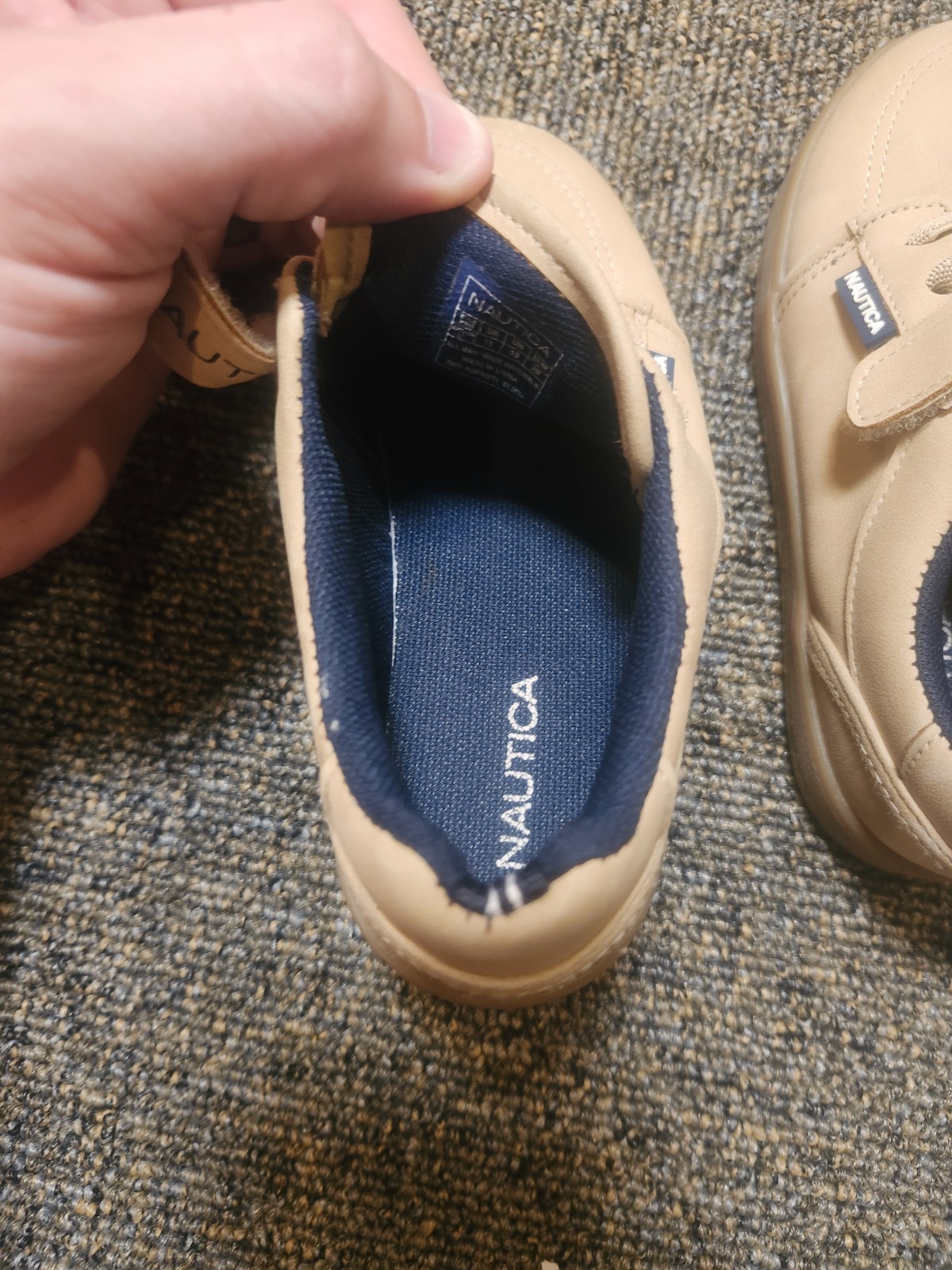 Nautica Moulouya 3T Toddler Boys Shoes Size 11 Tan Beige Hook & Loop Casual