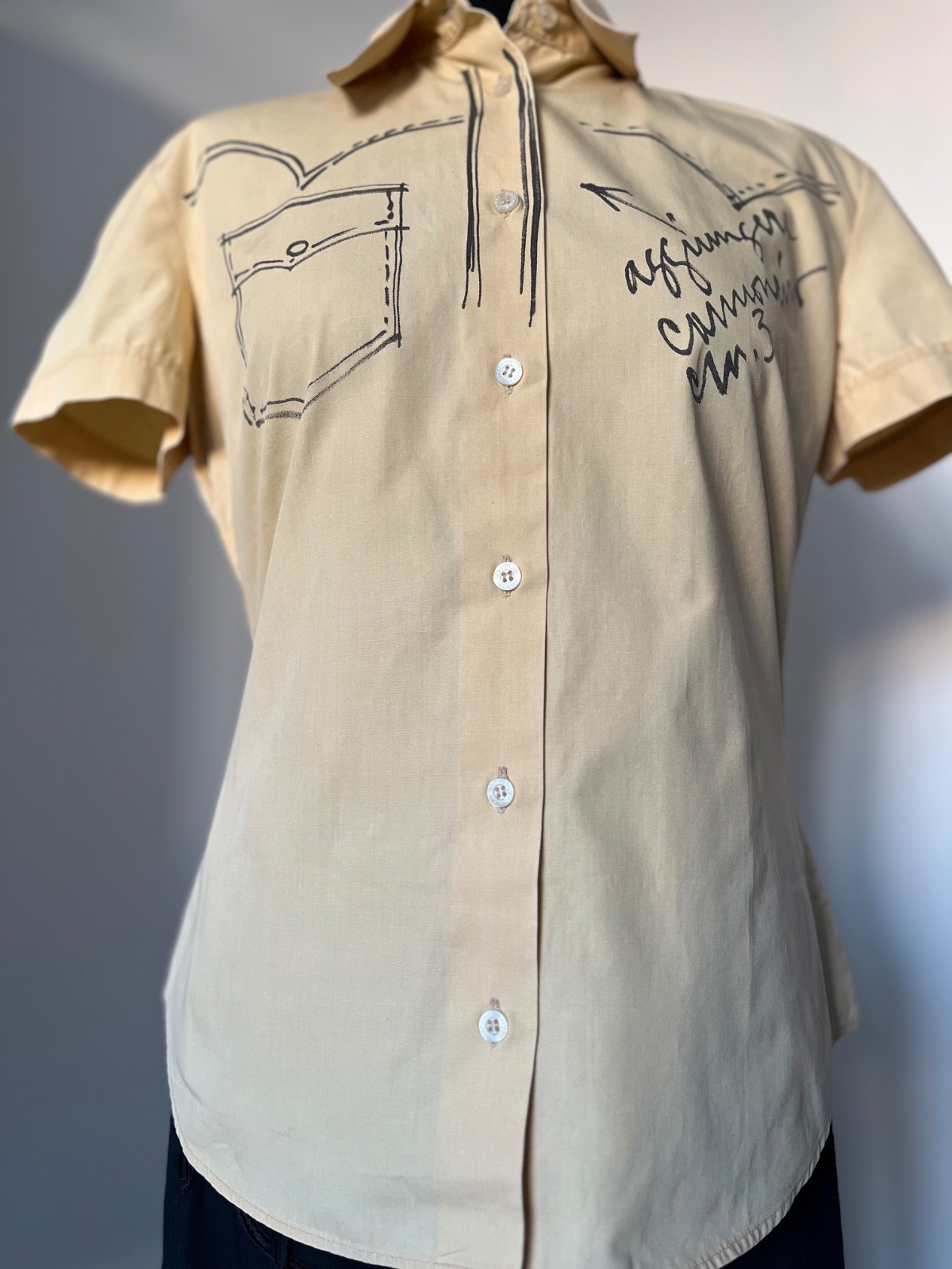 90s Moschino Jeans Scribble Print Cotton Shirt Franco Moschino Vtg Italy L | TAD