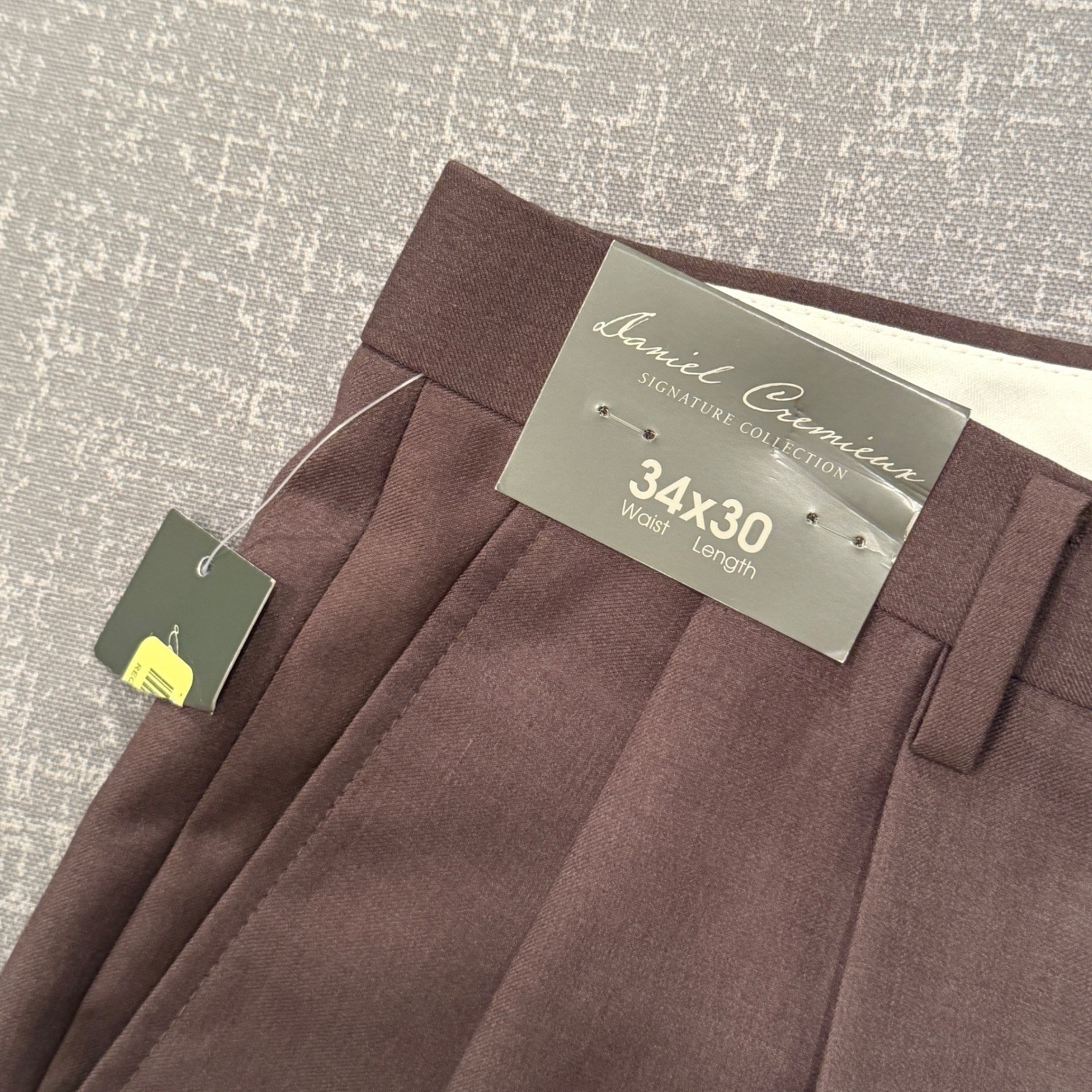 Daniel Cremieux Signature Collection Mens Brown Pleated Cuffed Dress Pants 34×30