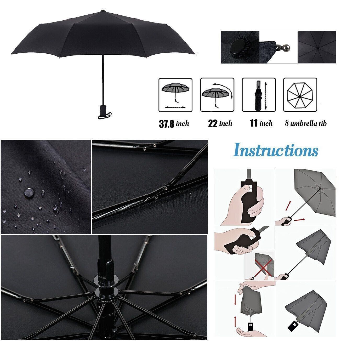 Windproof Travel Umbrellas for Rain – Easy Auto Open Close, Durable & Compact Um