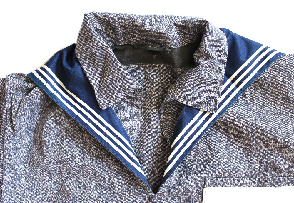Vintage 1980 Soviet USSR Authentic Gray Navy Sailor Working Uniform 100% Cotton
