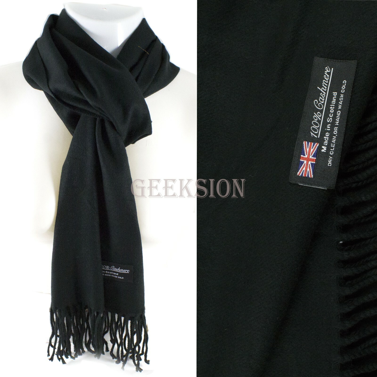 Winter Unisex 100% Cashmere Plaid Scotland Made Solid Striped Scarves Wool Scarf
