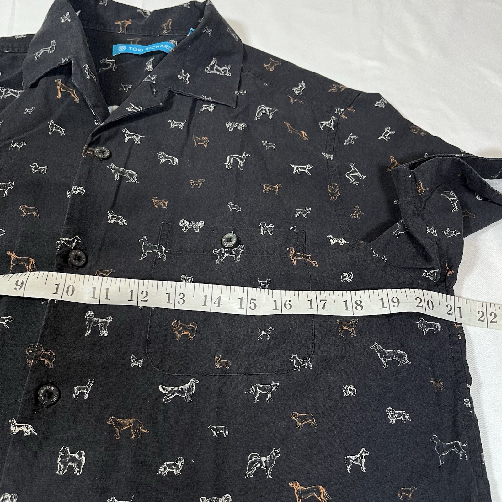 Tori Richard Mens XS All Over Dog Print Button Up Shirt Silk