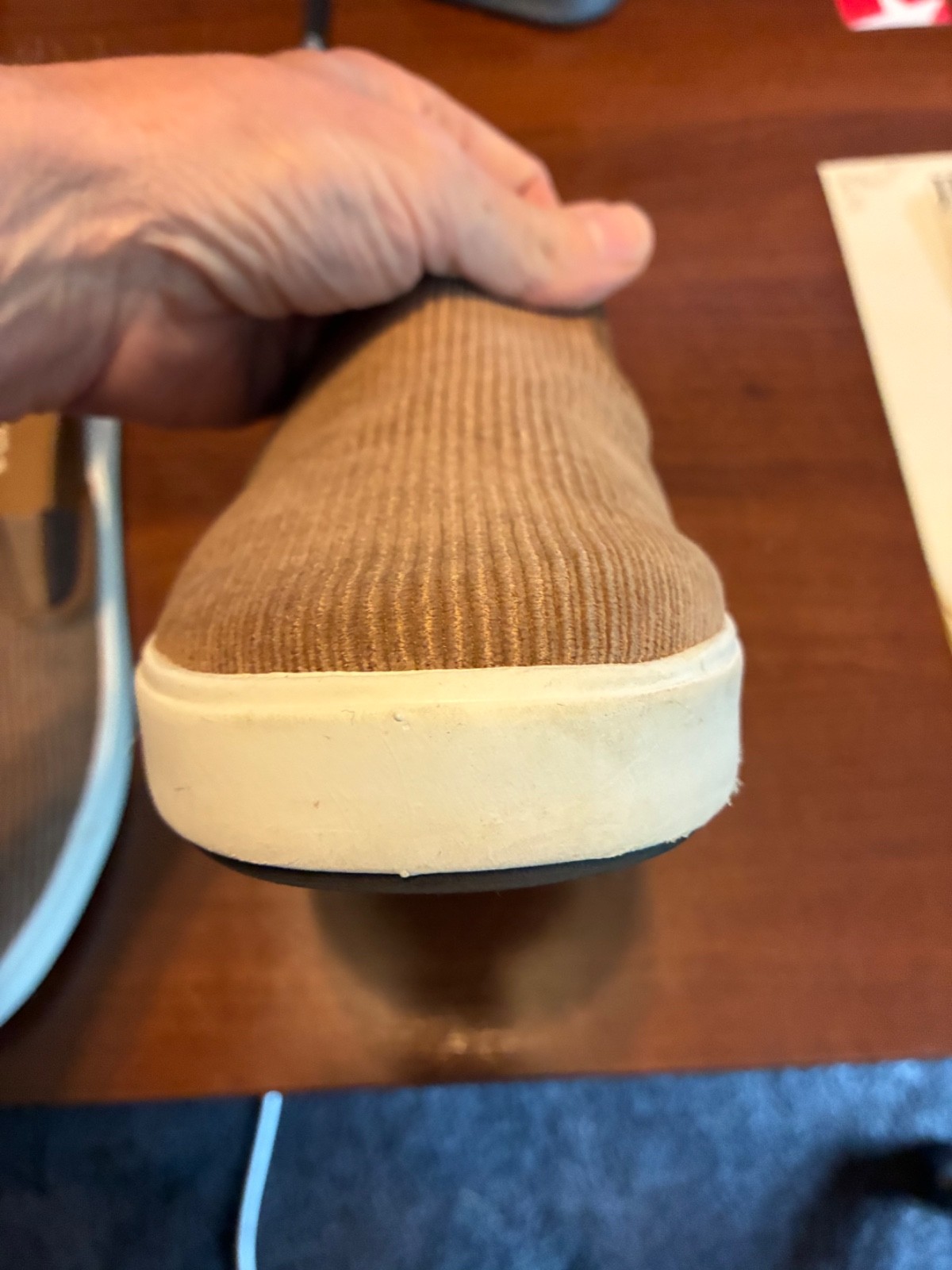 Men’s USA 10 M OLUKAI Lae’Ahi Kapa Brown Corduroy Leather Slip On Shoes – Nice!