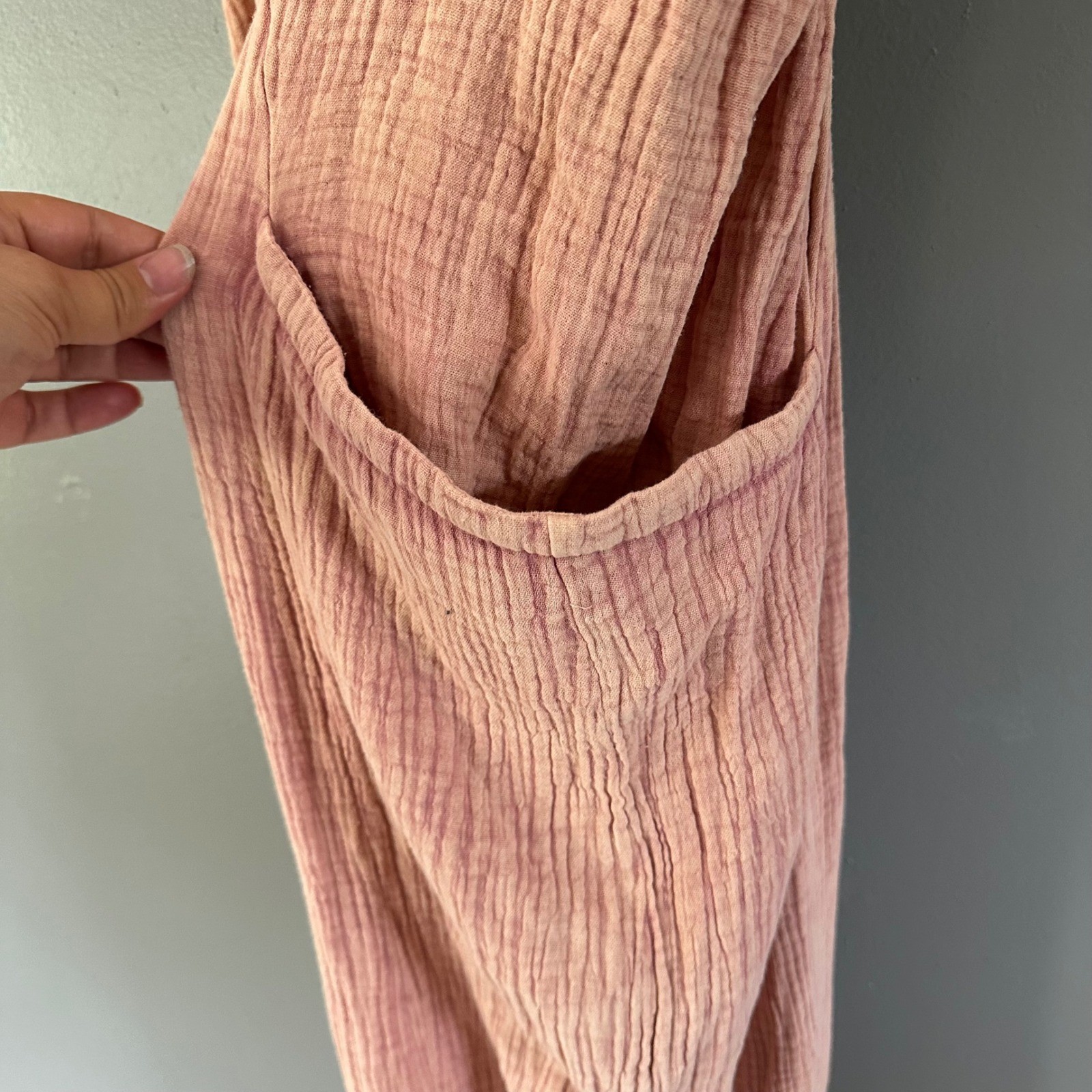 Oli & Hali Pink Muslin 100% Cotton Hooded Jumpsuit LARGE