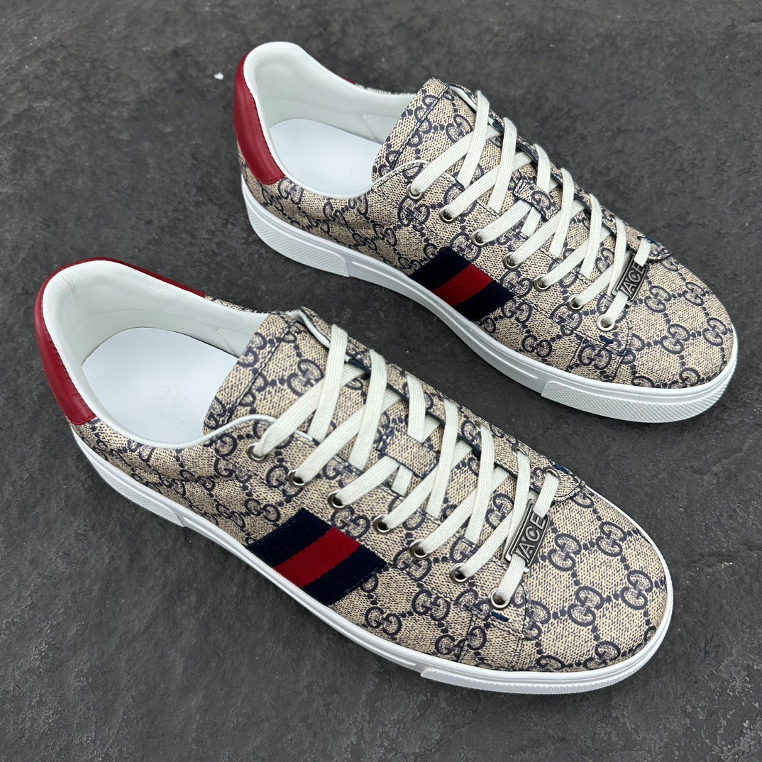 Lux GUCCI ACE Mens Bee Embroidered Canvas Low Top Casual Sneakers💝