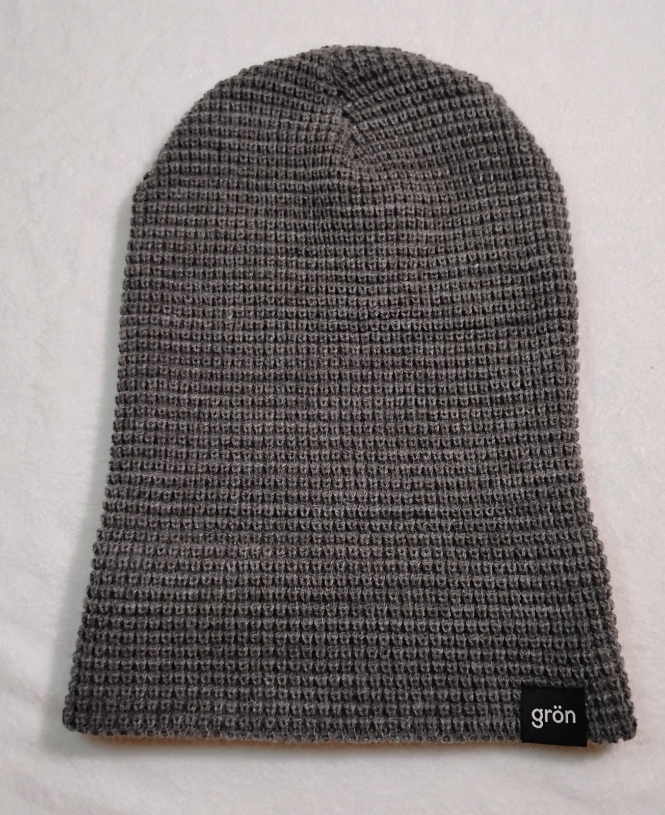 Gron Waffle Knit Beanie Hat Gray Cuffed Winter Cap Unisex Warm Ski Snowboard