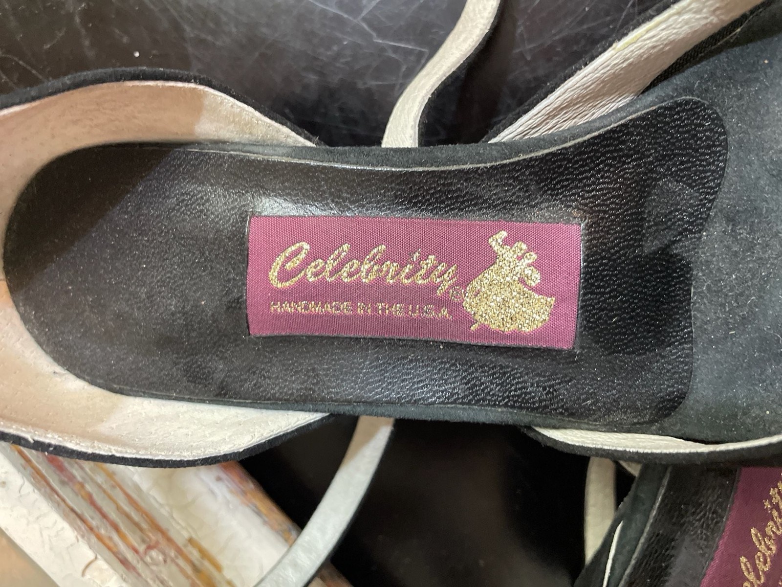 Celebrity Handmade Black Leather Mesh Ballroom Dance Shoes Size 9.5