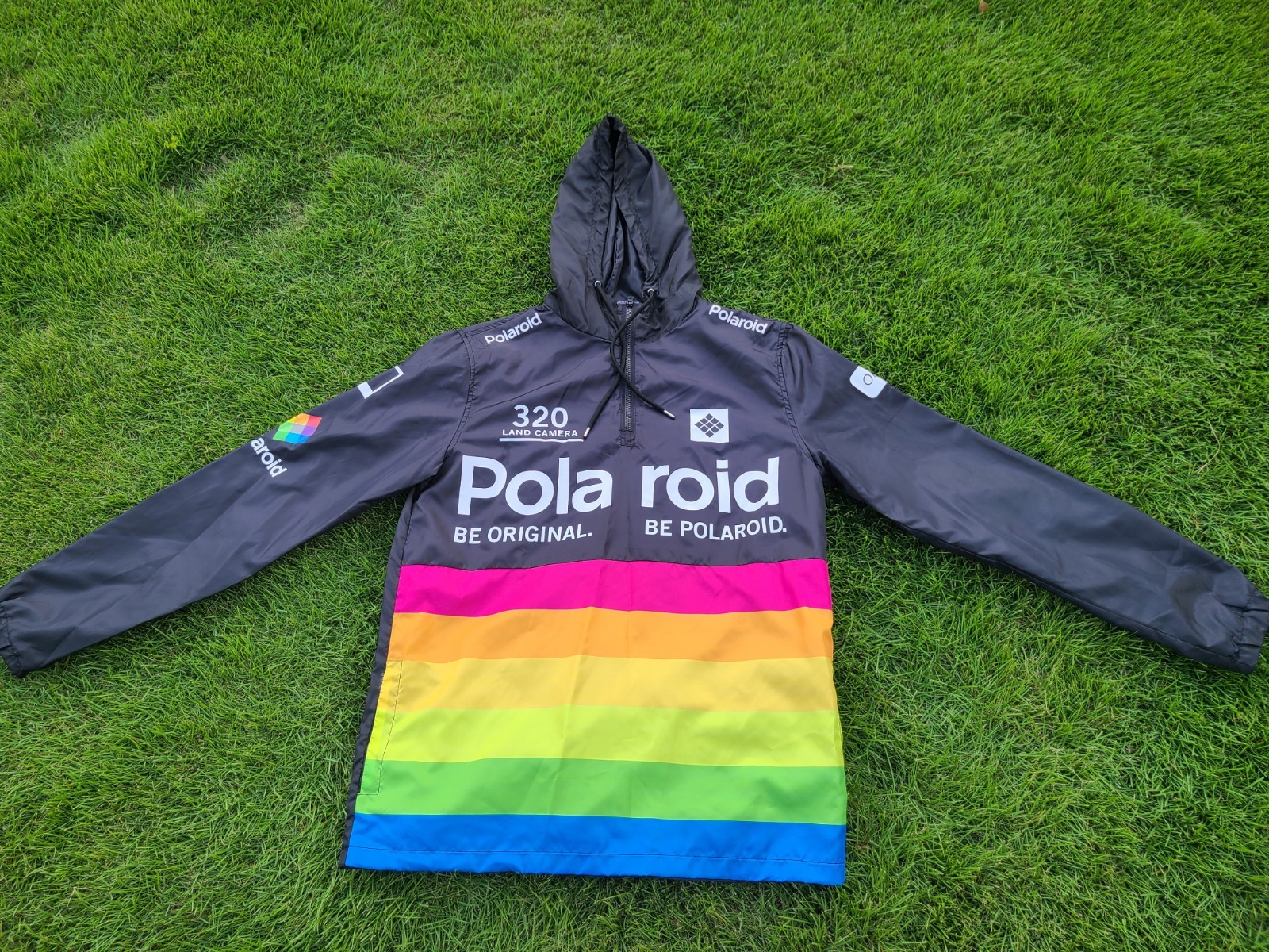 Polaroid Windbreaker Jacket Mens Medium Black